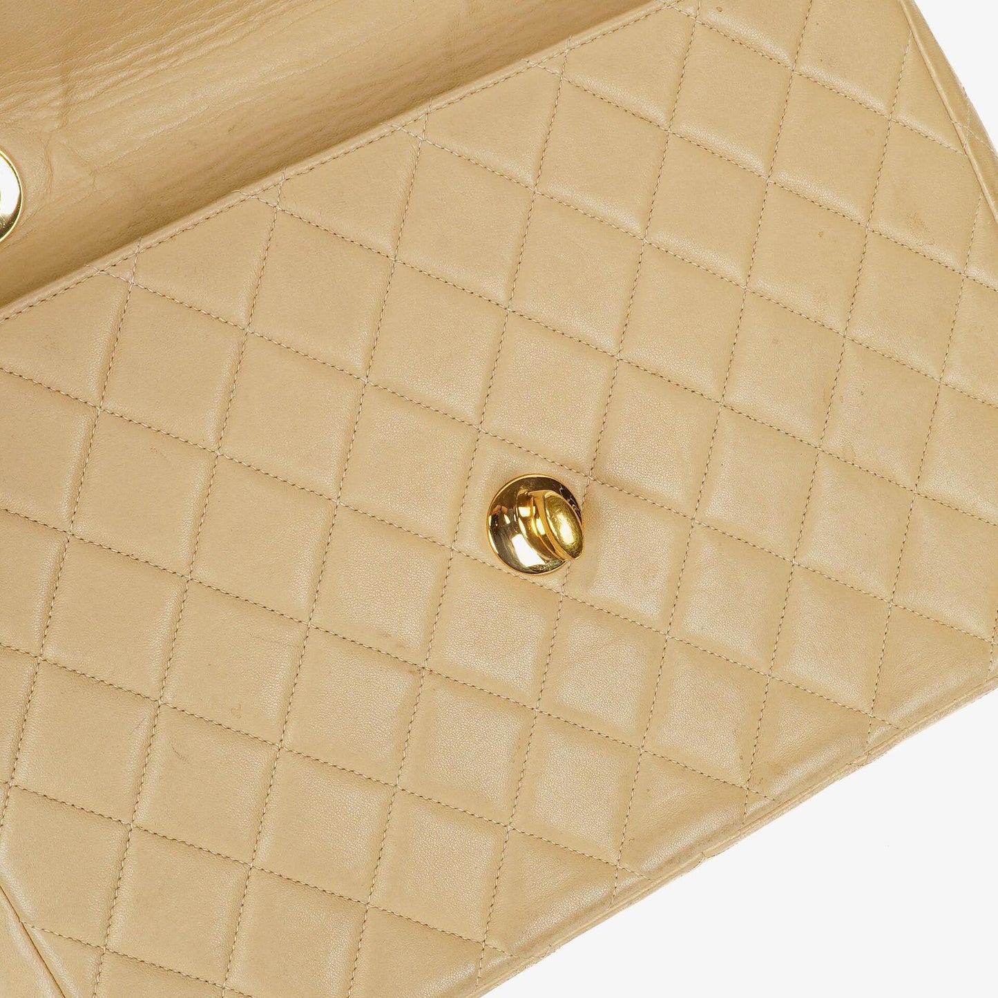 Chanel Jumbo CC Classic Single Flap Bag Beige Quilted Lambskin 24K Gold-Plated Hardware