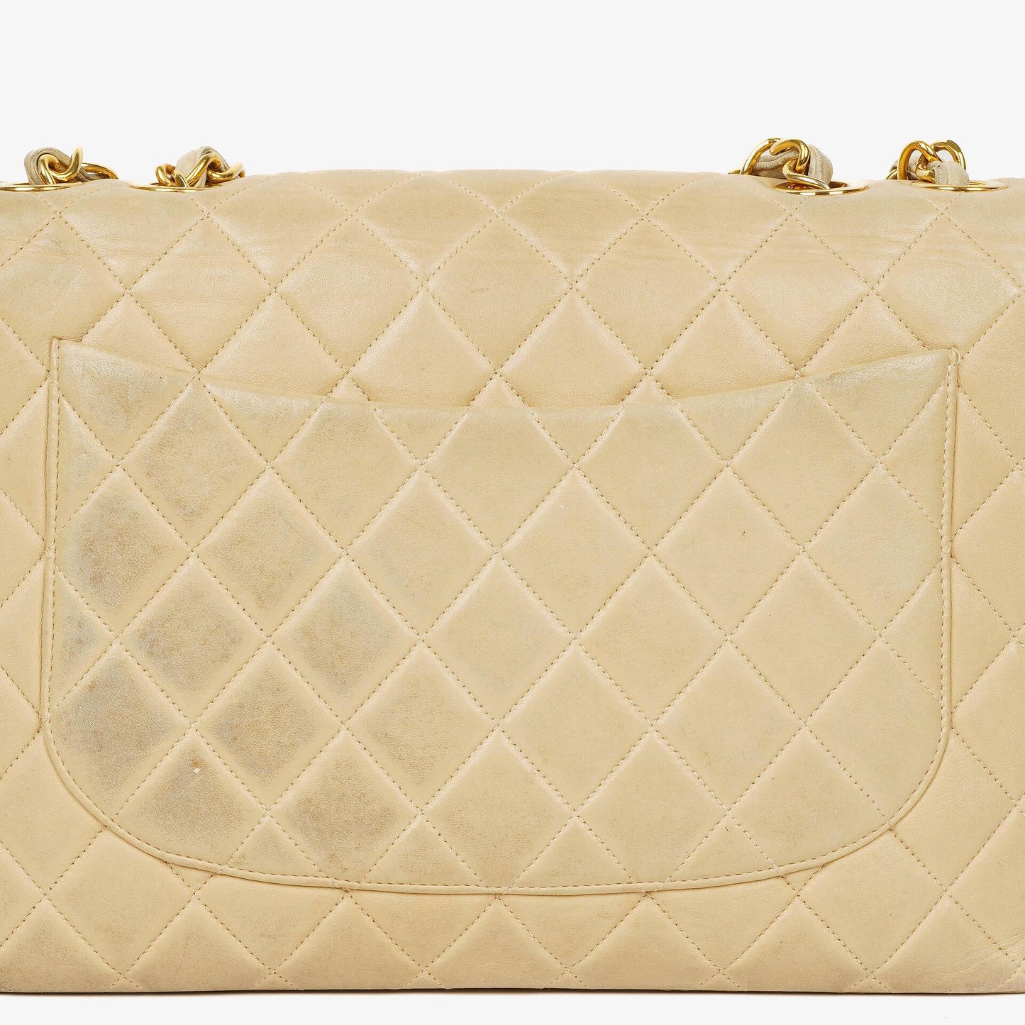 Chanel Jumbo CC Classic Single Flap Bag Beige Quilted Lambskin 24K Gold-Plated Hardware