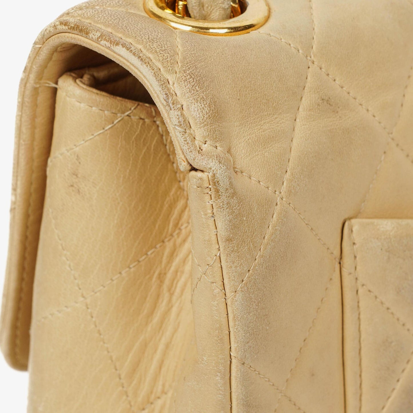 Chanel Jumbo CC Classic Single Flap Bag Beige Quilted Lambskin 24K Gold-Plated Hardware