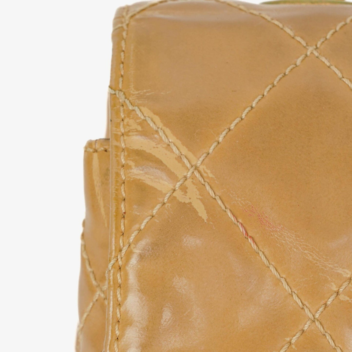 Chanel Jumbo CC Classic Single Flap Bag Beige Quilted Patent Leather 24K Gold-Plated Hardware