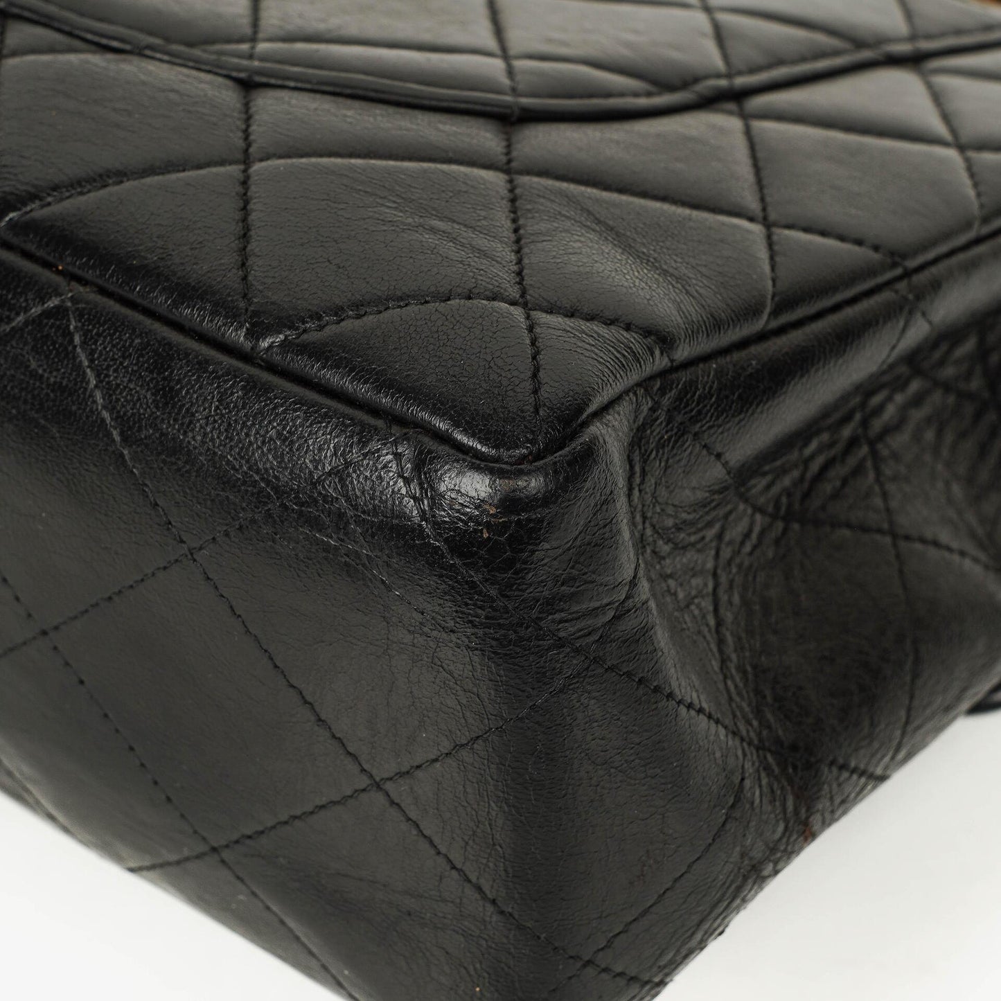 Chanel Jumbo CC Classic Single Flap Bag Black Quilted Lambskin 24K Gold-Plated Hardware
