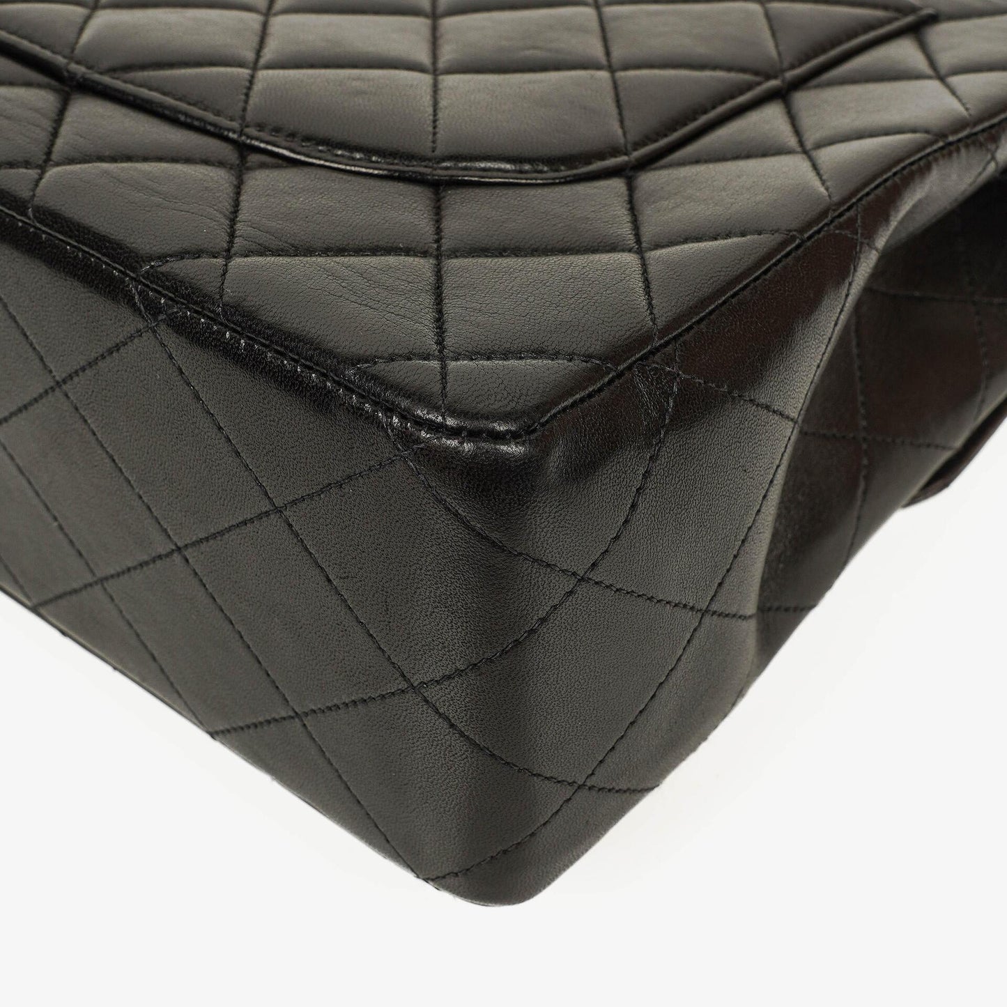 Chanel Jumbo CC Classic Single Flap Maxi Logo Bag Black Quilted Lambskin 24K Gold-Plated Hardware