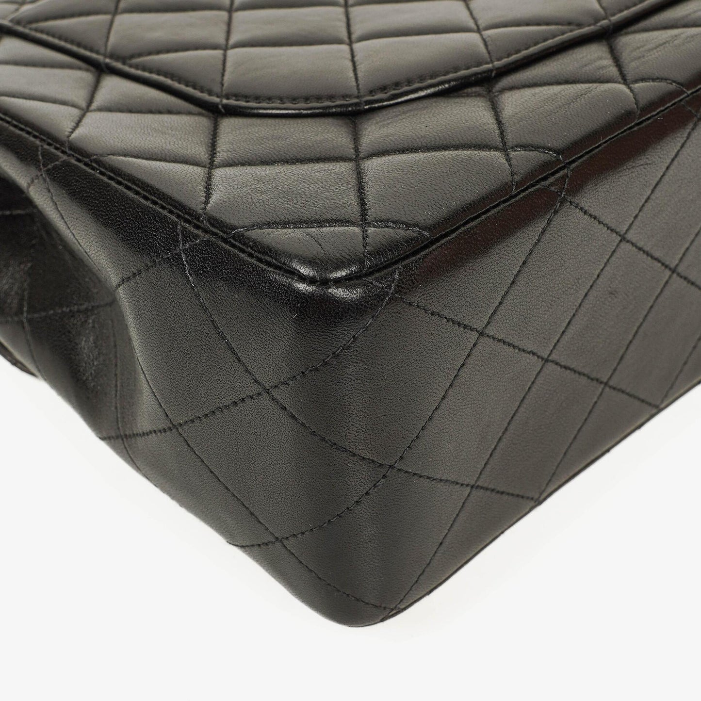 Chanel Jumbo CC Classic Single Flap Maxi Logo Bag Black Quilted Lambskin 24K Gold-Plated Hardware