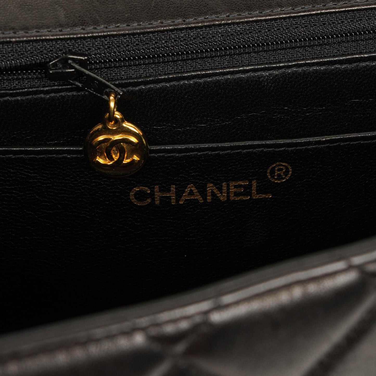 Chanel Jumbo CC Classic Single Flap Maxi Logo Bag Black Quilted Lambskin 24K Gold-Plated Hardware