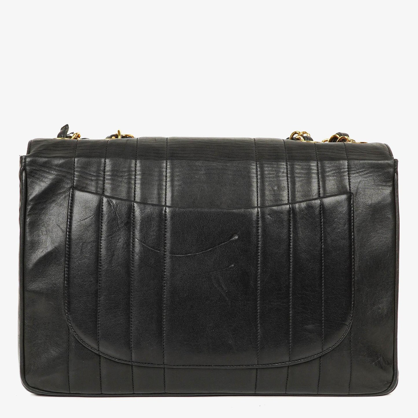 Chanel Jumbo CC Vertical Black Quilted Lamabskin Flap Bag 24K Gold-Plated Hardware