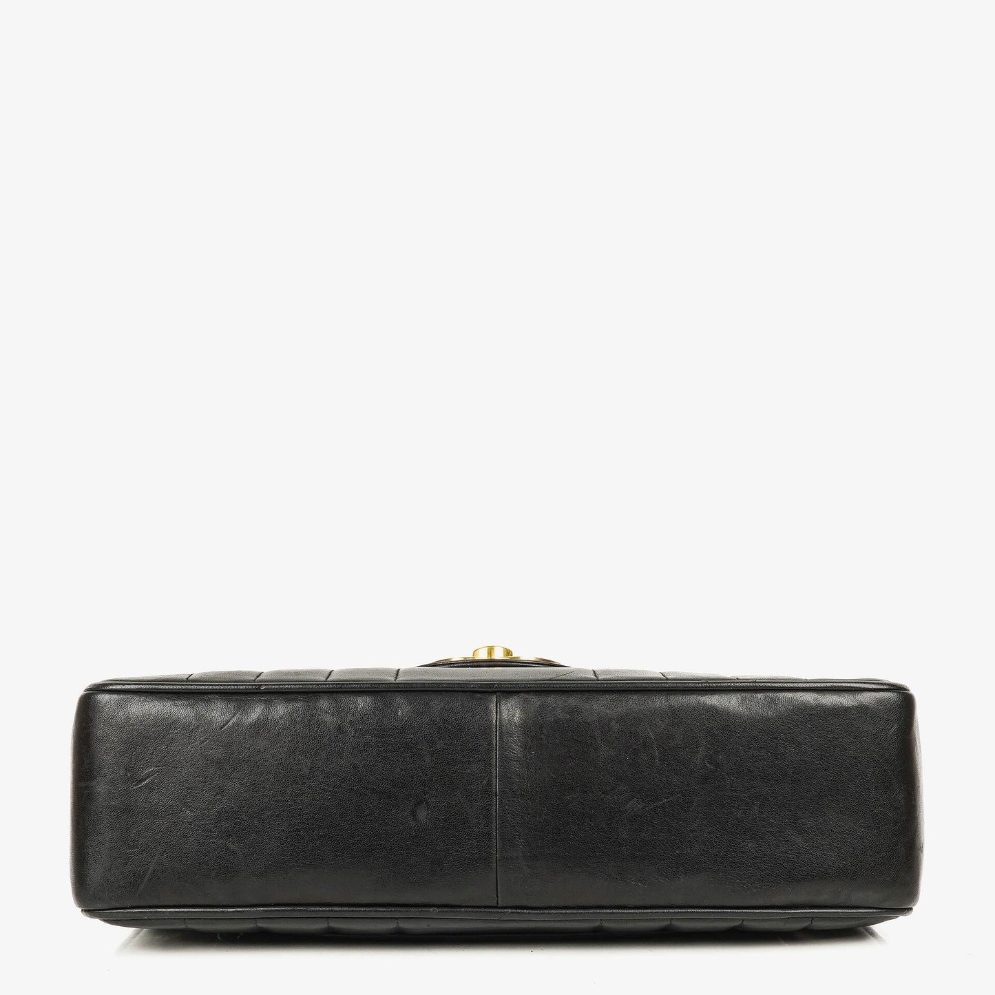 Chanel Jumbo CC Vertical Black Quilted Lamabskin Flap Bag 24K Gold-Plated Hardware
