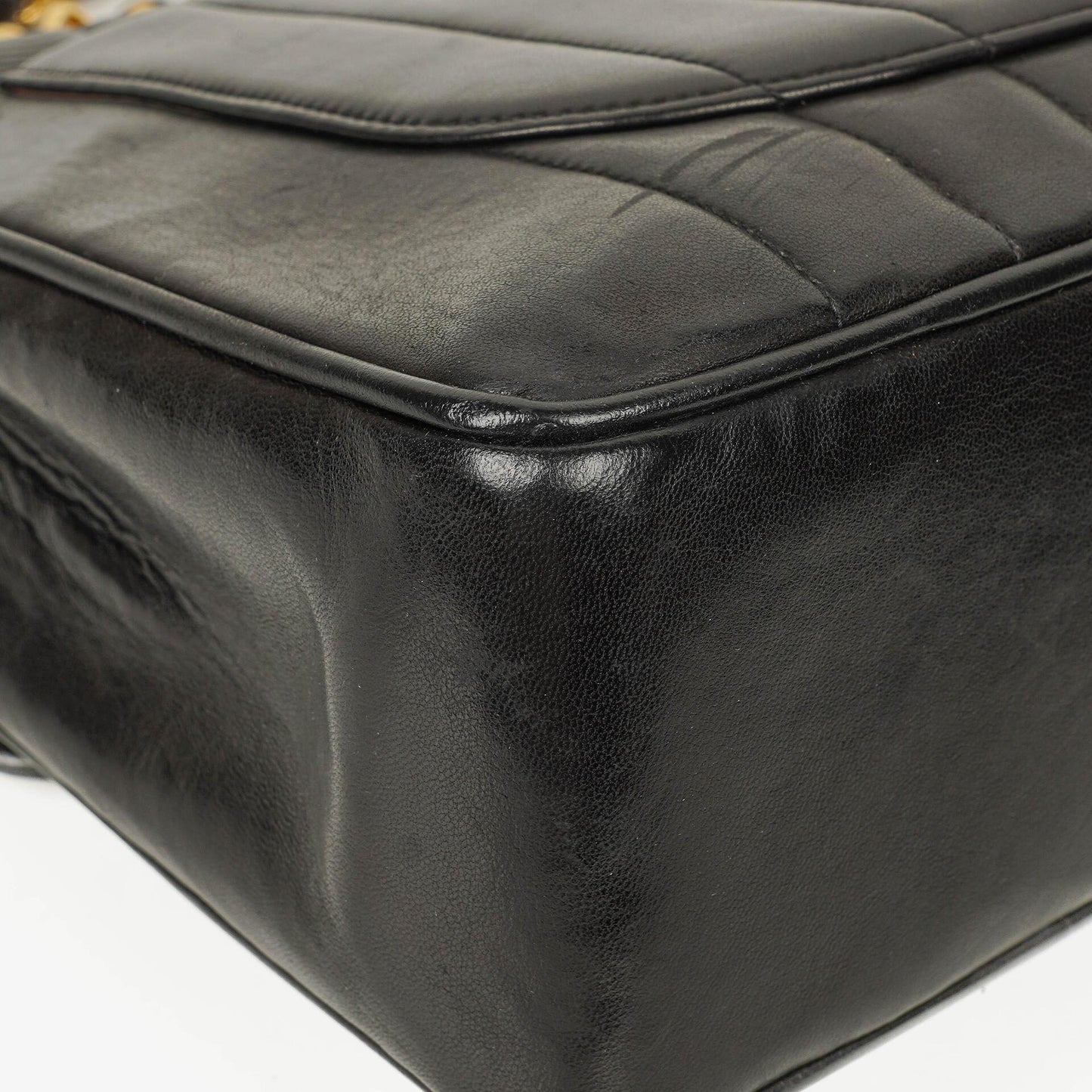 Chanel Jumbo CC Vertical Black Quilted Lamabskin Flap Bag 24K Gold-Plated Hardware