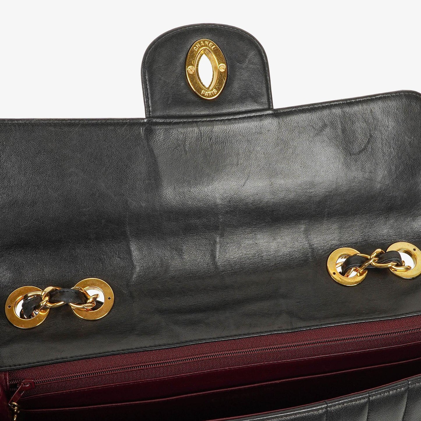 Chanel Jumbo CC Vertical Black Quilted Lamabskin Flap Bag 24K Gold-Plated Hardware
