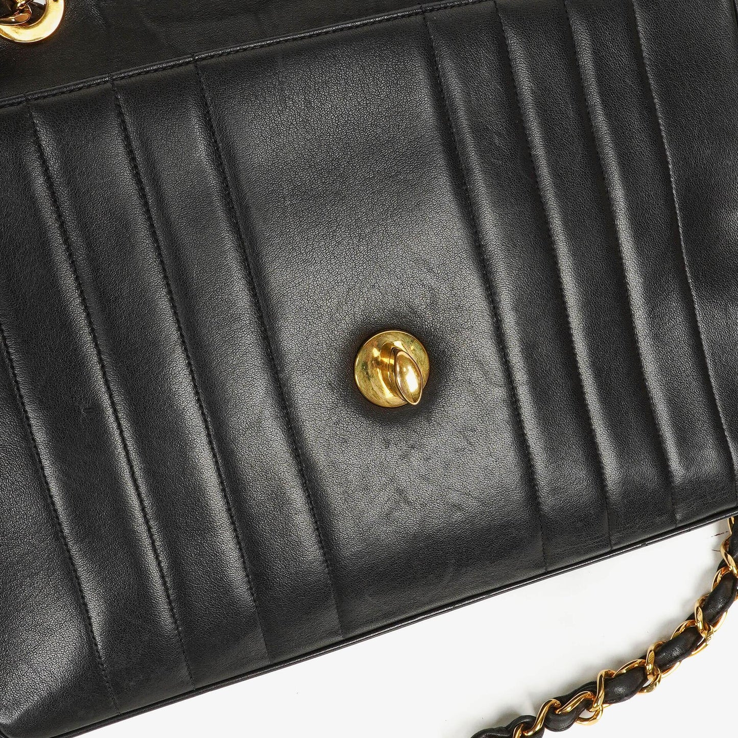 Chanel Jumbo CC Vertical Black Quilted Lamabskin Flap Bag 24K Gold-Plated Hardware