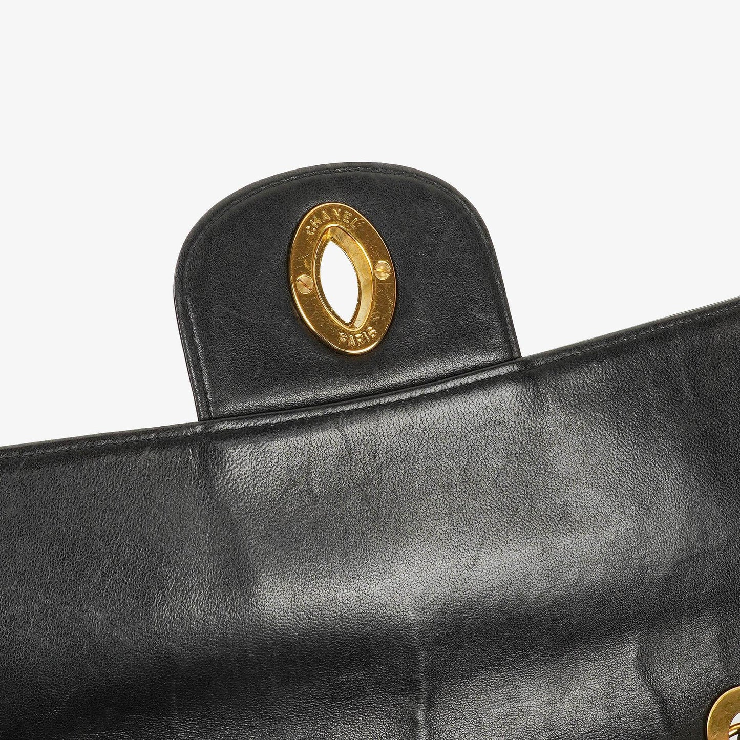 Chanel Jumbo CC Vertical Black Quilted Lamabskin Flap Bag 24K Gold-Plated Hardware