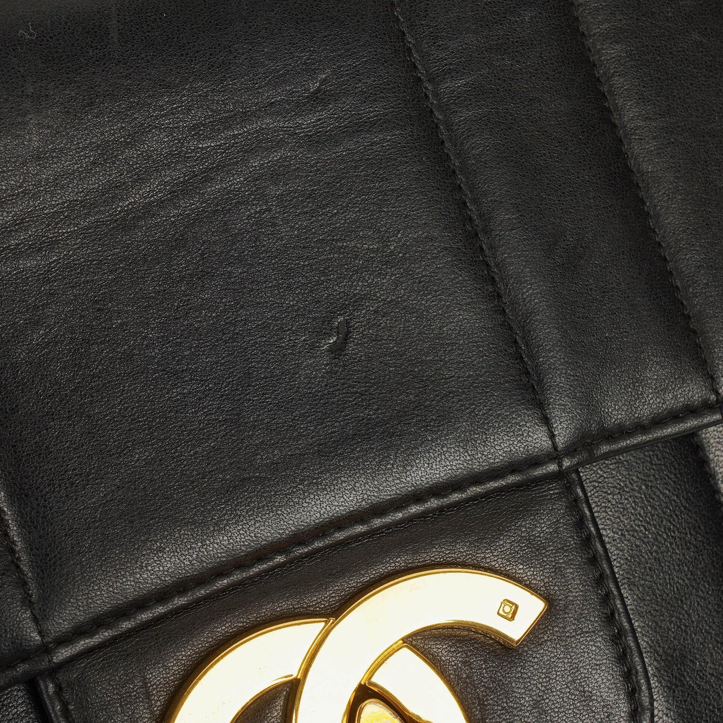 Chanel Jumbo CC Vertical Black Quilted Lamabskin Flap Bag 24K Gold-Plated Hardware