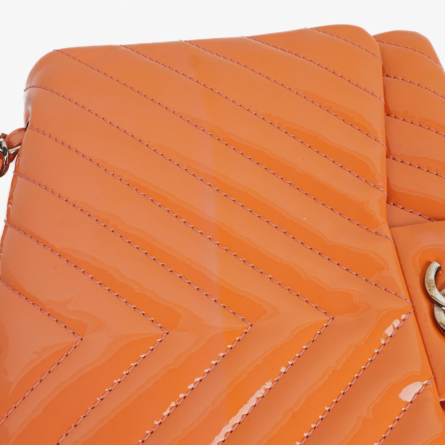 Chanel Jumbo Classic Single Flap Bag Chevron Patent Quilted Leather With Silver-Tone Hardware