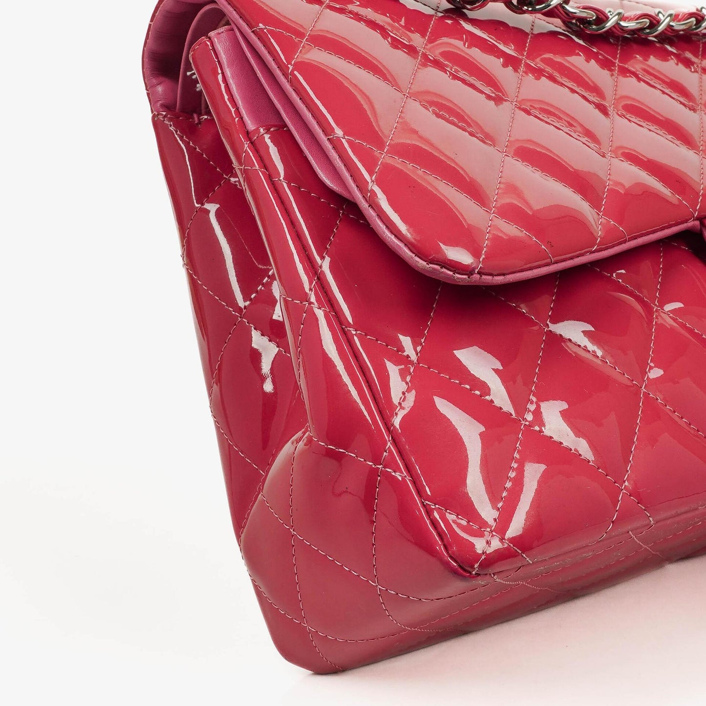 Chanel Jumbo Clasic Double Flap Patent Quilted Leather With Silver-tone Hardware