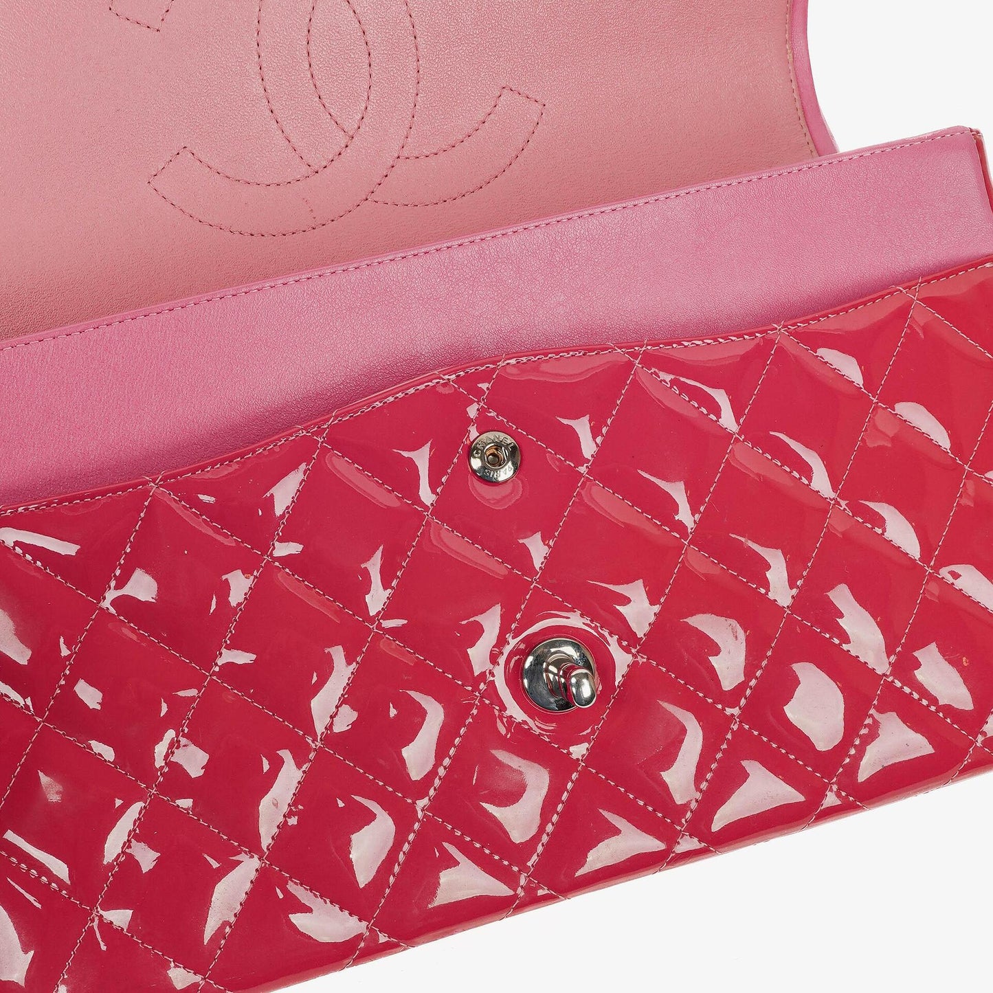 Chanel Jumbo Clasic Double Flap Patent Quilted Leather With Silver-tone Hardware
