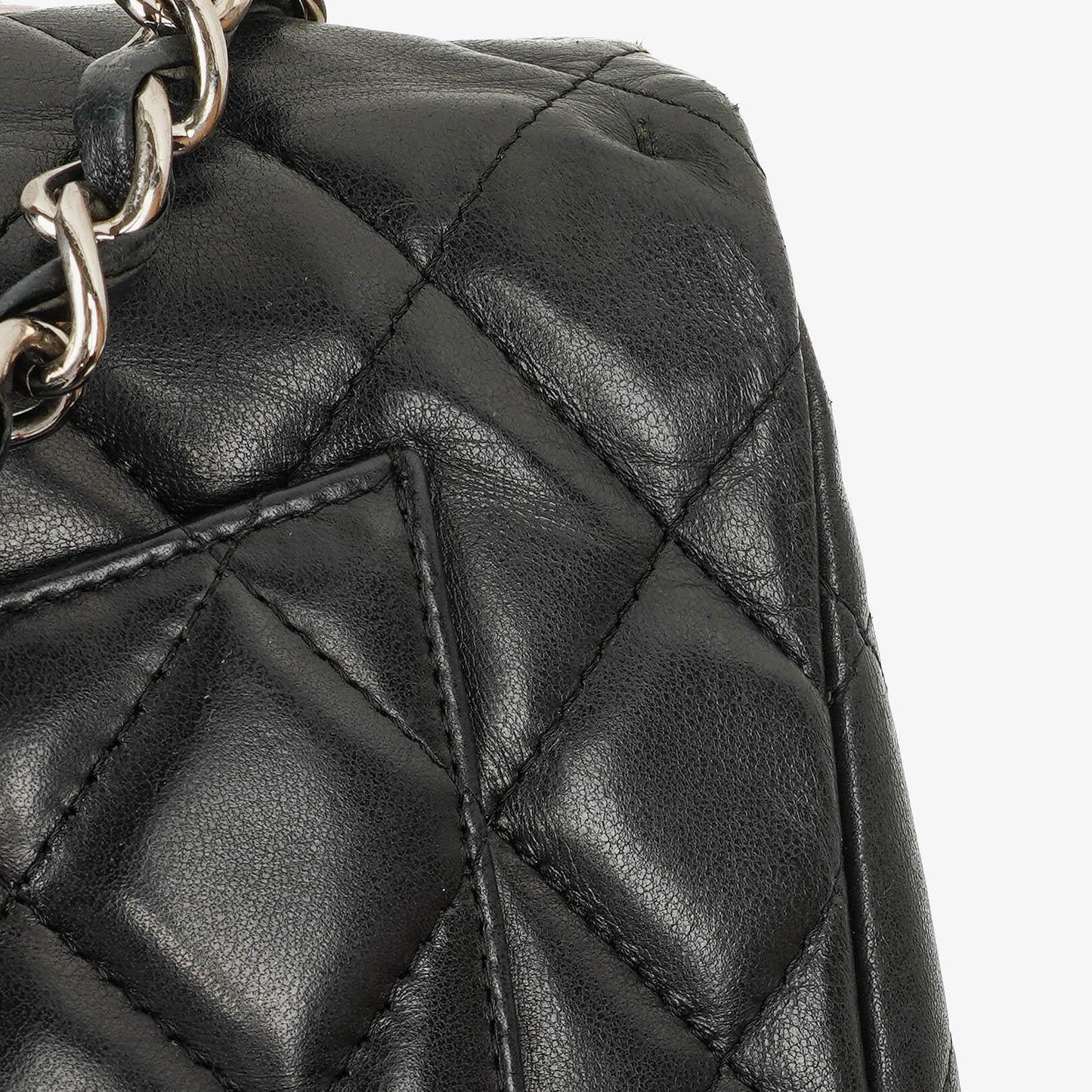 Chanel Jumbo Classic Black Quilted Leather Single Flap Bag With Silver - Tone Hardware