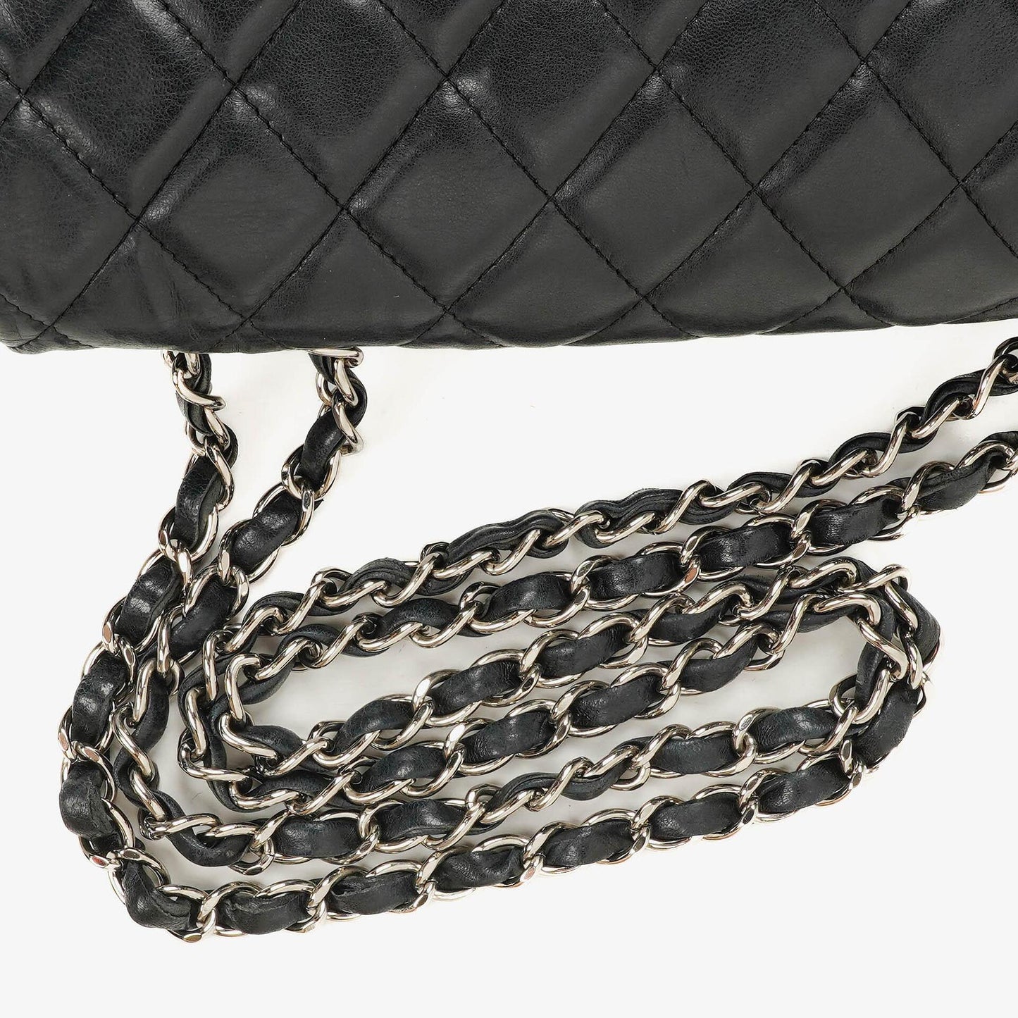 Chanel Jumbo Classic Black Quilted Leather Single Flap Bag With Silver - Tone Hardware