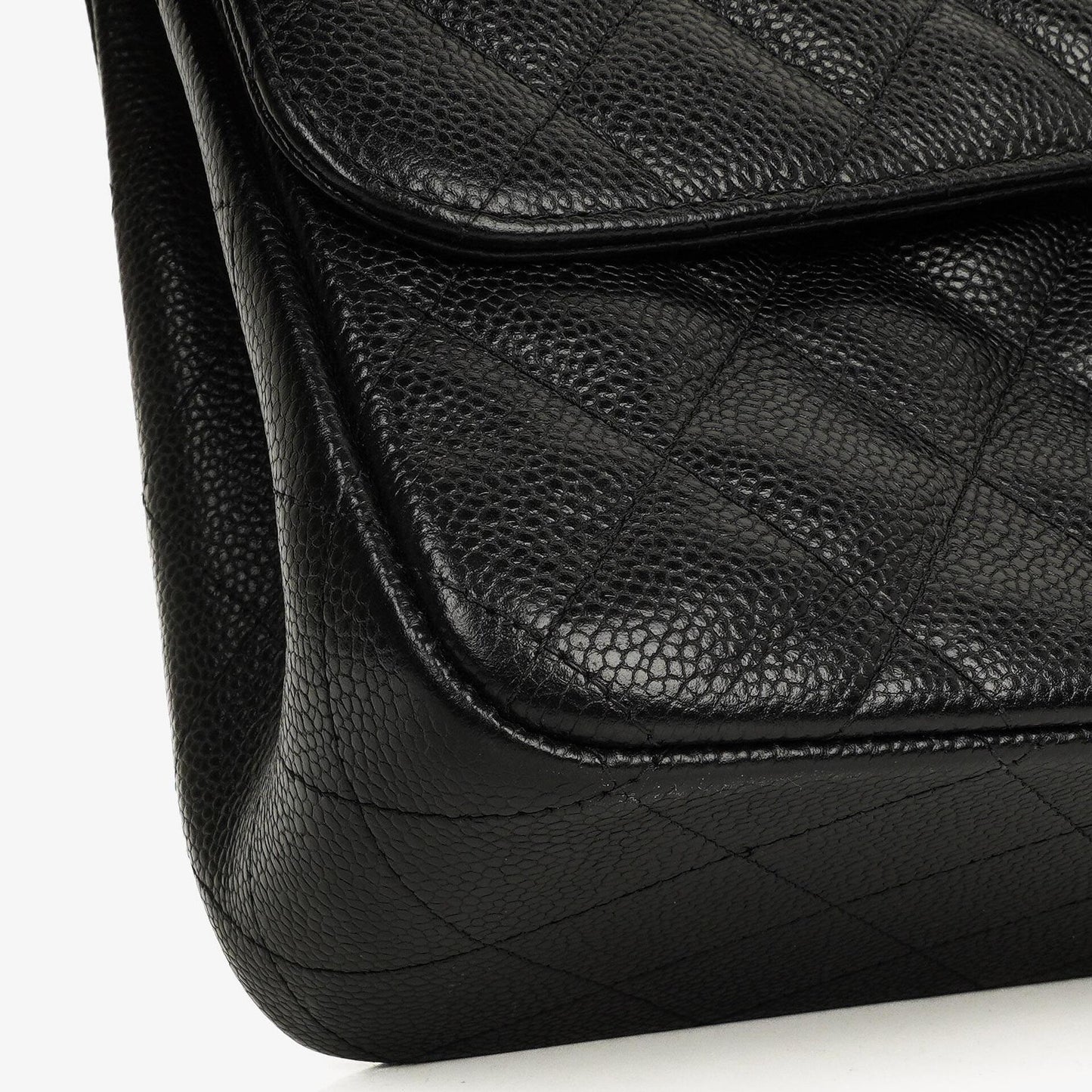 Chanel Jumbo Classic Double Flap Bag Black Quilted Caviar Gold-Tone Hardware