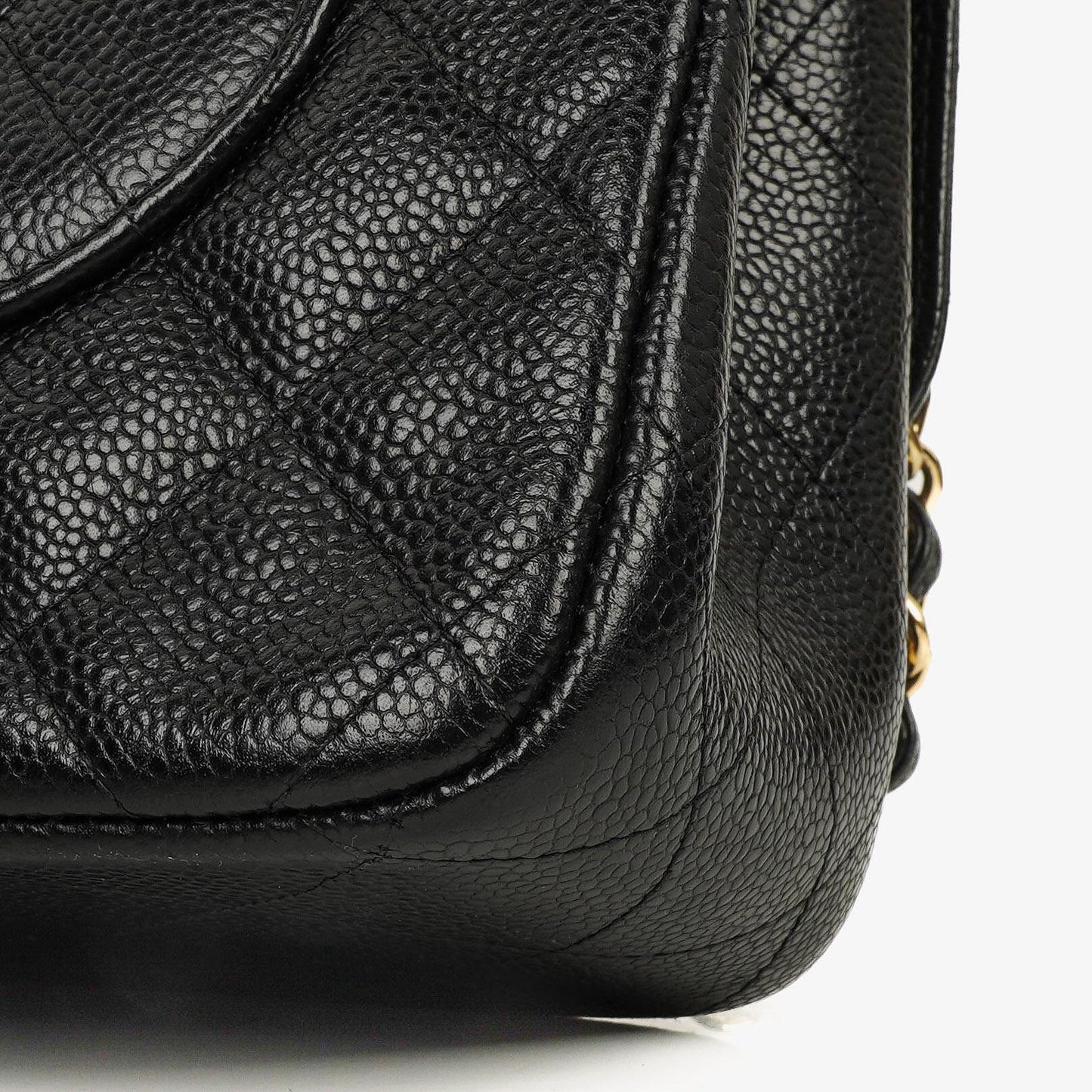 Chanel Jumbo Classic Double Flap Bag Black Quilted Caviar Gold-Tone Hardware