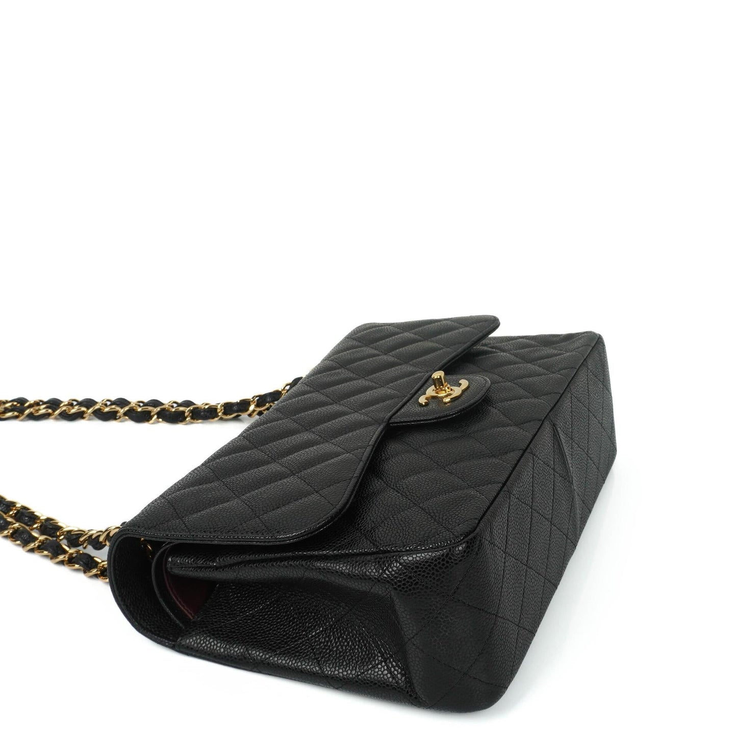 Chanel Jumbo Classic Black Quilted Caviar Double Flap Bag Gold Hardware