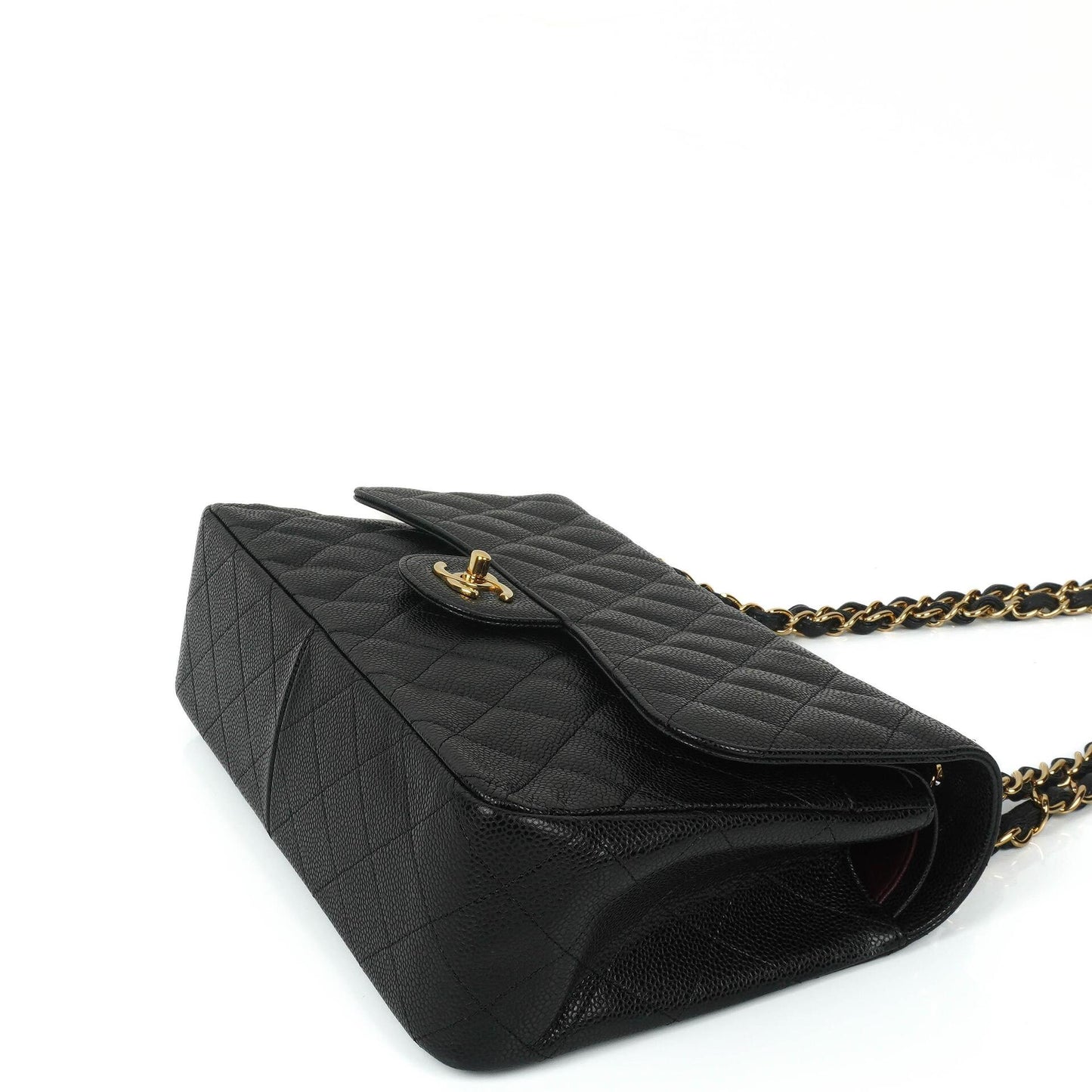 Chanel Jumbo Classic Black Quilted Caviar Double Flap Bag Gold Hardware