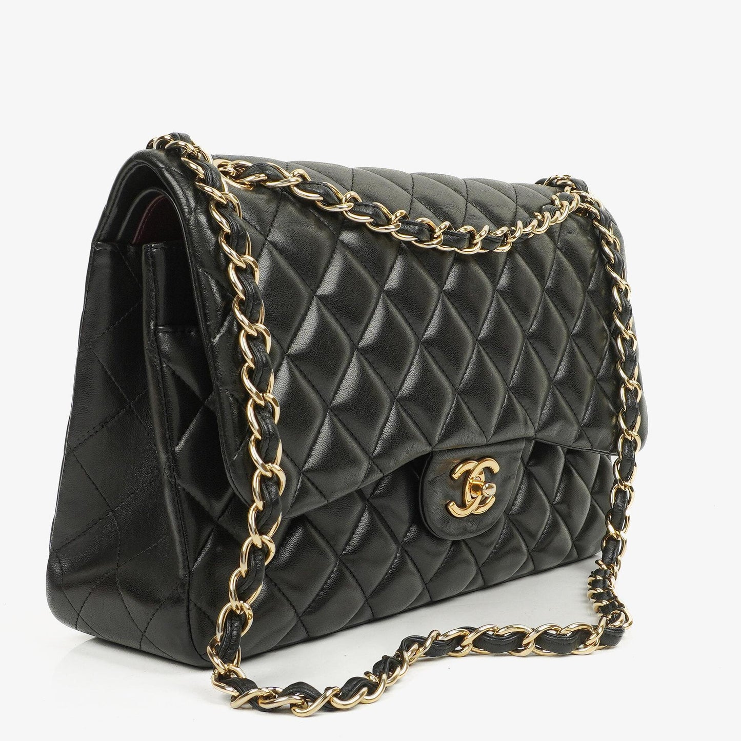 Chanel Jumbo Classic Double Flap Bag Black Quilted Lambskin With Golden-Tone Hardware