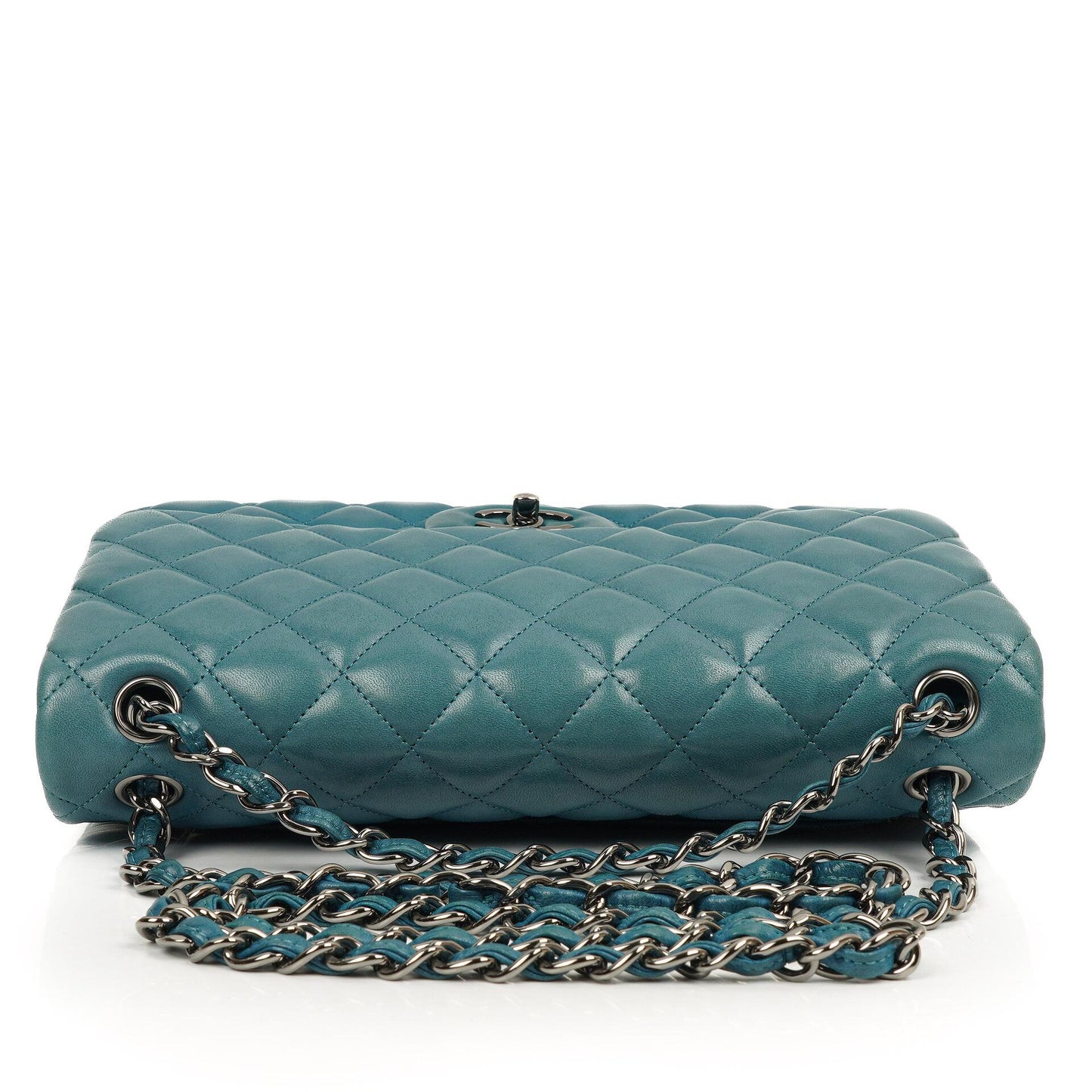 Chanel Classic Jumbo Double Flap Bag Blue Quilted Lambskin With Silver-Tone Hardware
