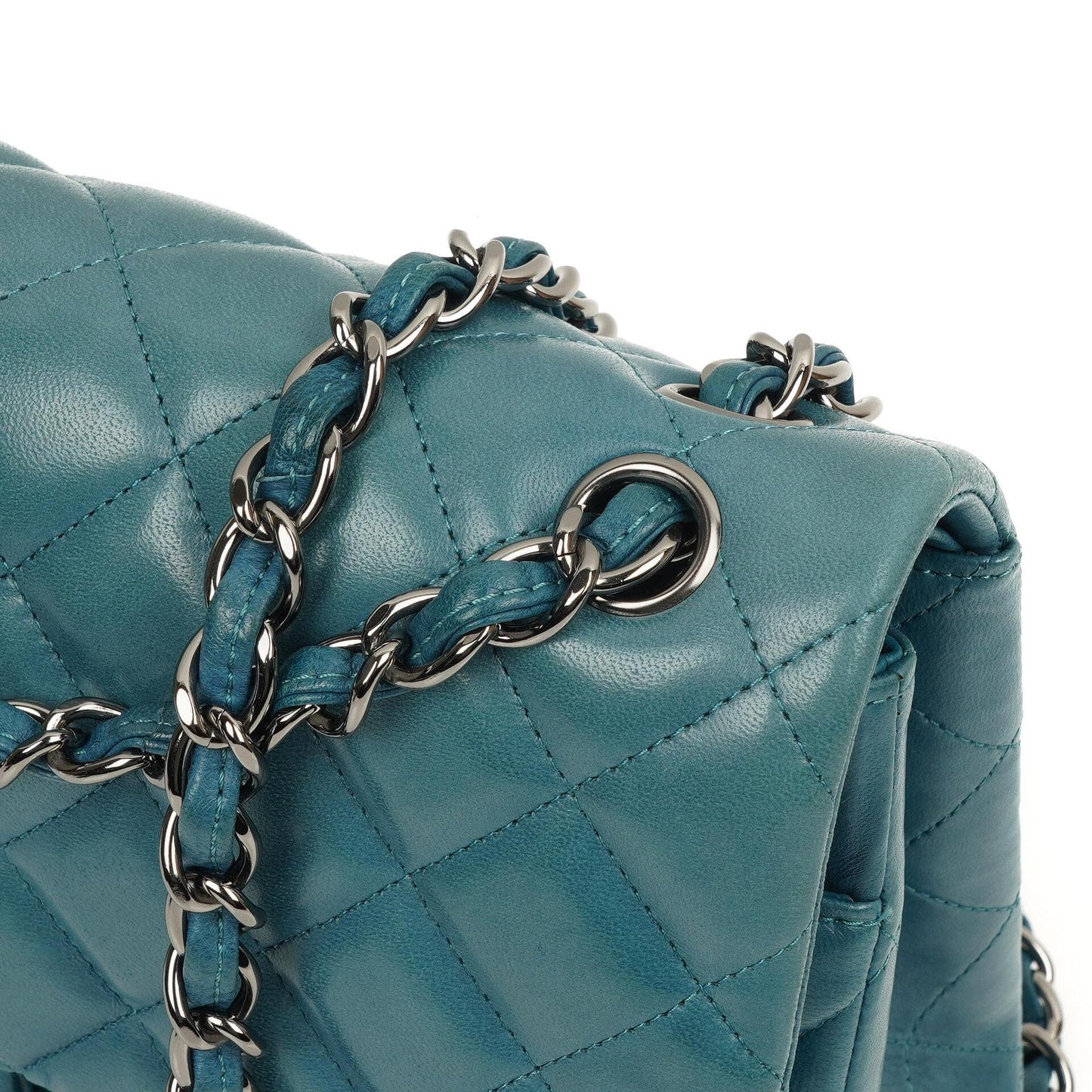 Chanel Classic Jumbo Double Flap Bag Blue Quilted Lambskin With Silver-Tone Hardware
