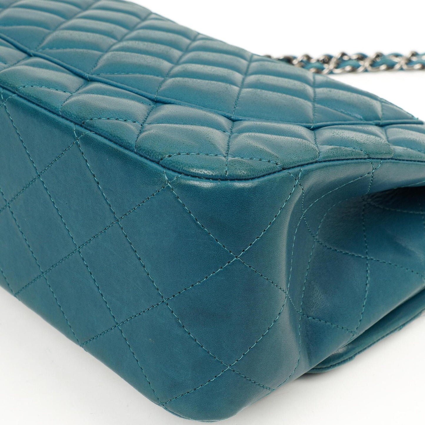 Chanel Classic Jumbo Double Flap Bag Blue Quilted Lambskin With Silver-Tone Hardware