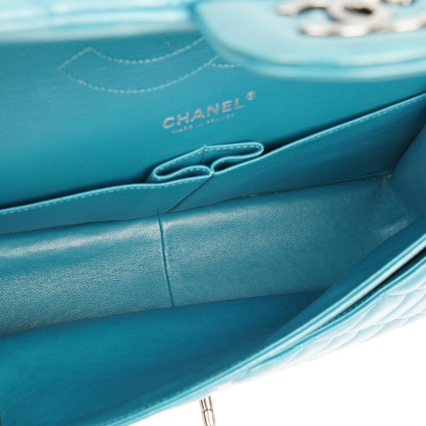 Chanel Classic Jumbo Double Flap Bag Blue Quilted Lambskin With Silver-Tone Hardware