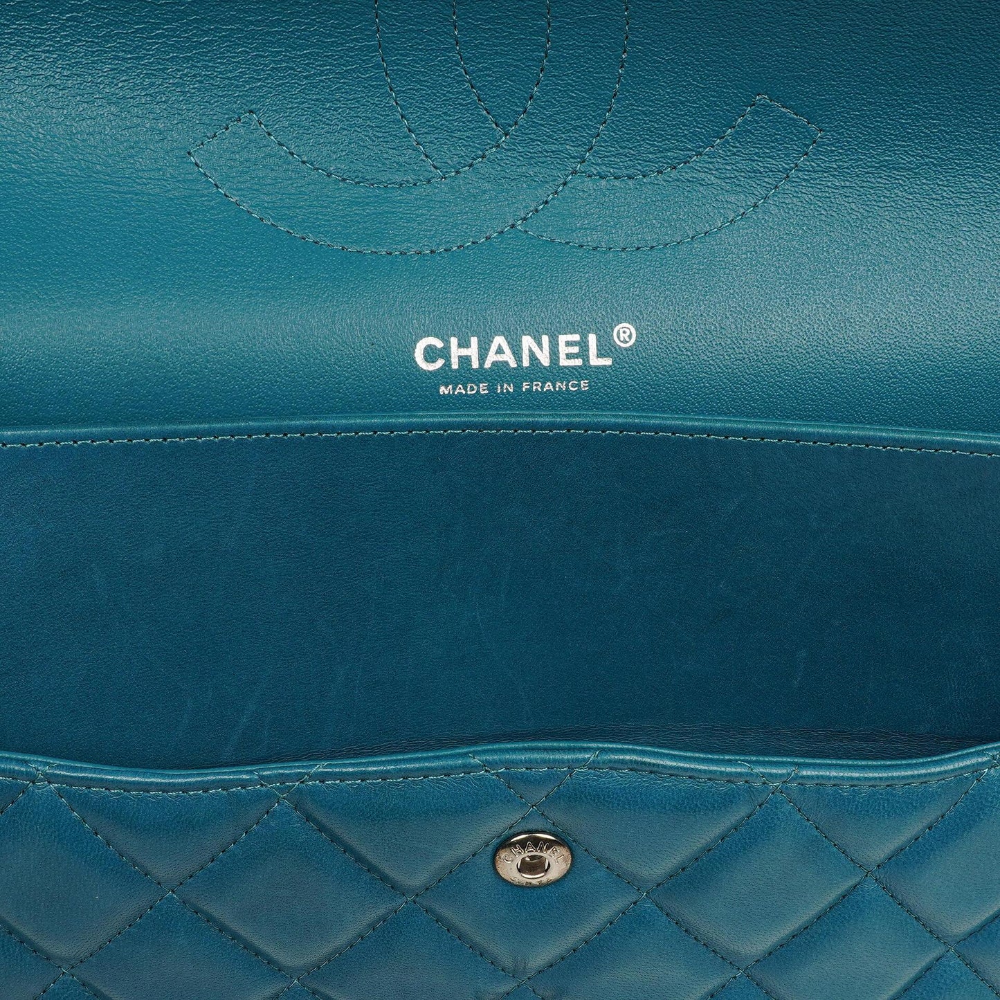Chanel Classic Jumbo Double Flap Bag Blue Quilted Lambskin With Silver-Tone Hardware