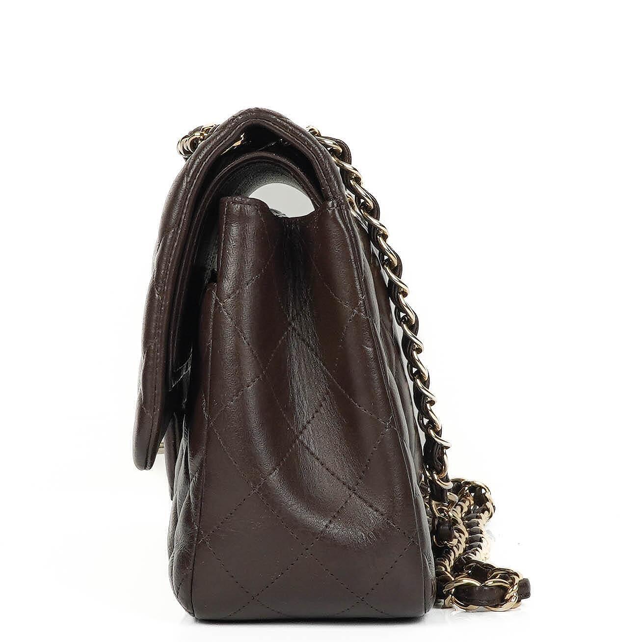 Chanel Jumbo Classic Double Flap Bag In Brown Quilted Lambskin And Gold-Plated Hardware