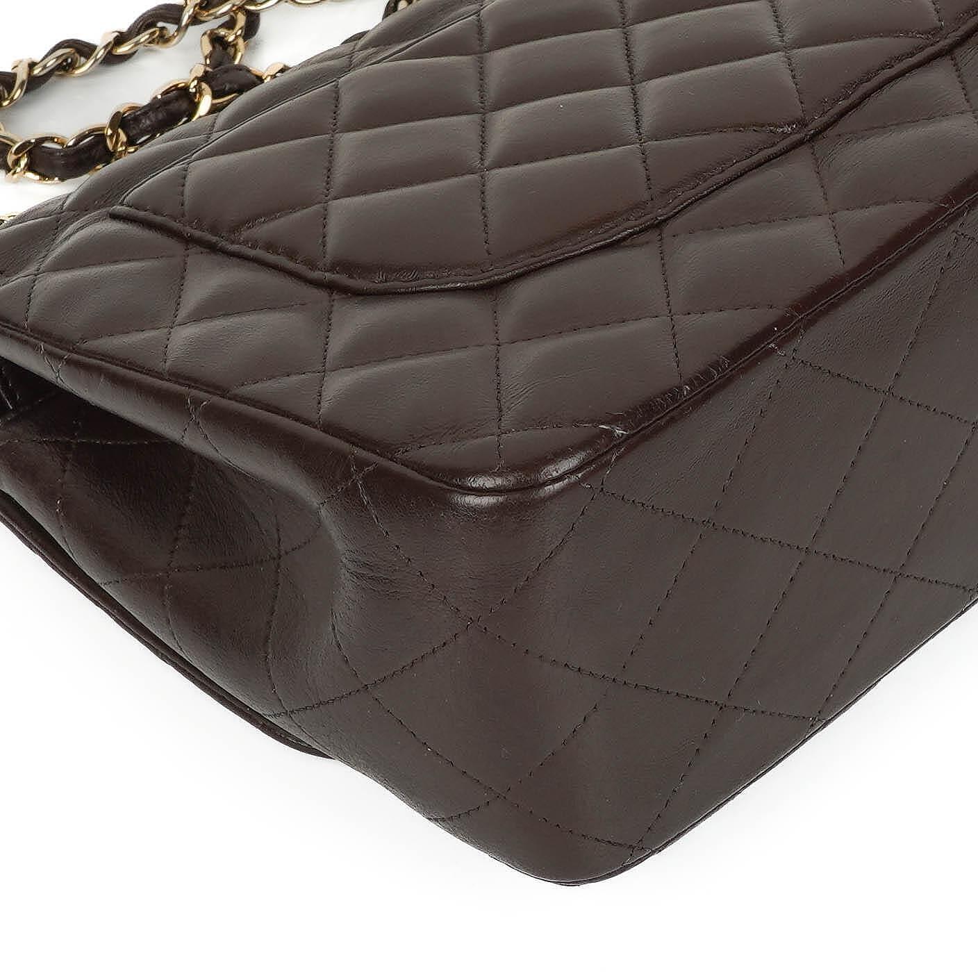 Chanel Jumbo Classic Double Flap Bag In Brown Quilted Lambskin And Gold-Plated Hardware