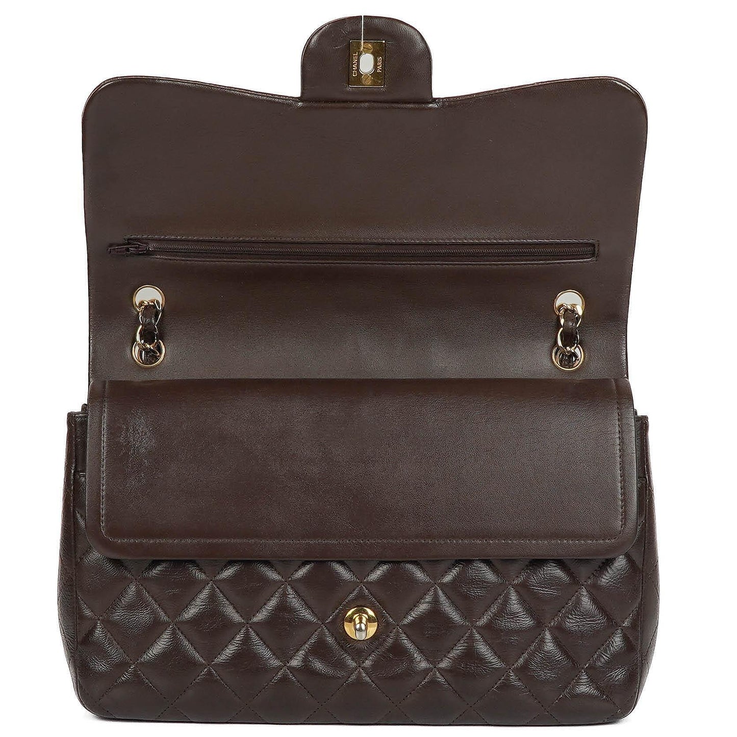 Chanel Jumbo Classic Double Flap Bag In Brown Quilted Lambskin And Gold-Plated Hardware