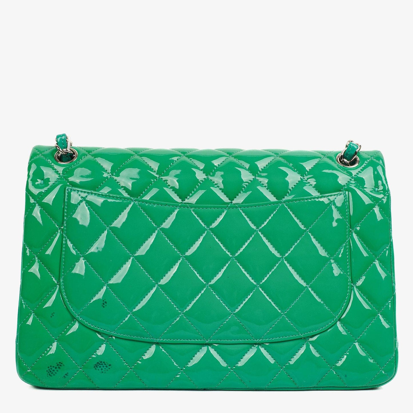 Chanel Jumbo Classic Double Flap Bag Turquoise Quilted Patent Leather With Silver-Tone Hardware