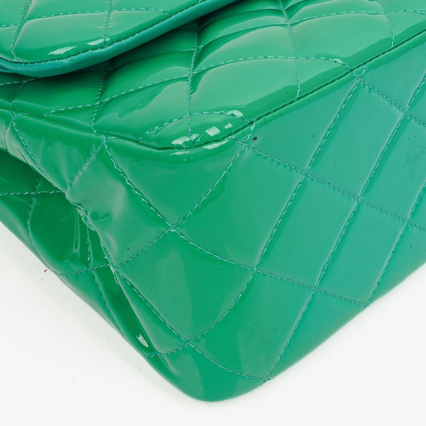 Chanel Jumbo Classic Double Flap Bag Turquoise Quilted Patent Leather With Silver-Tone Hardware