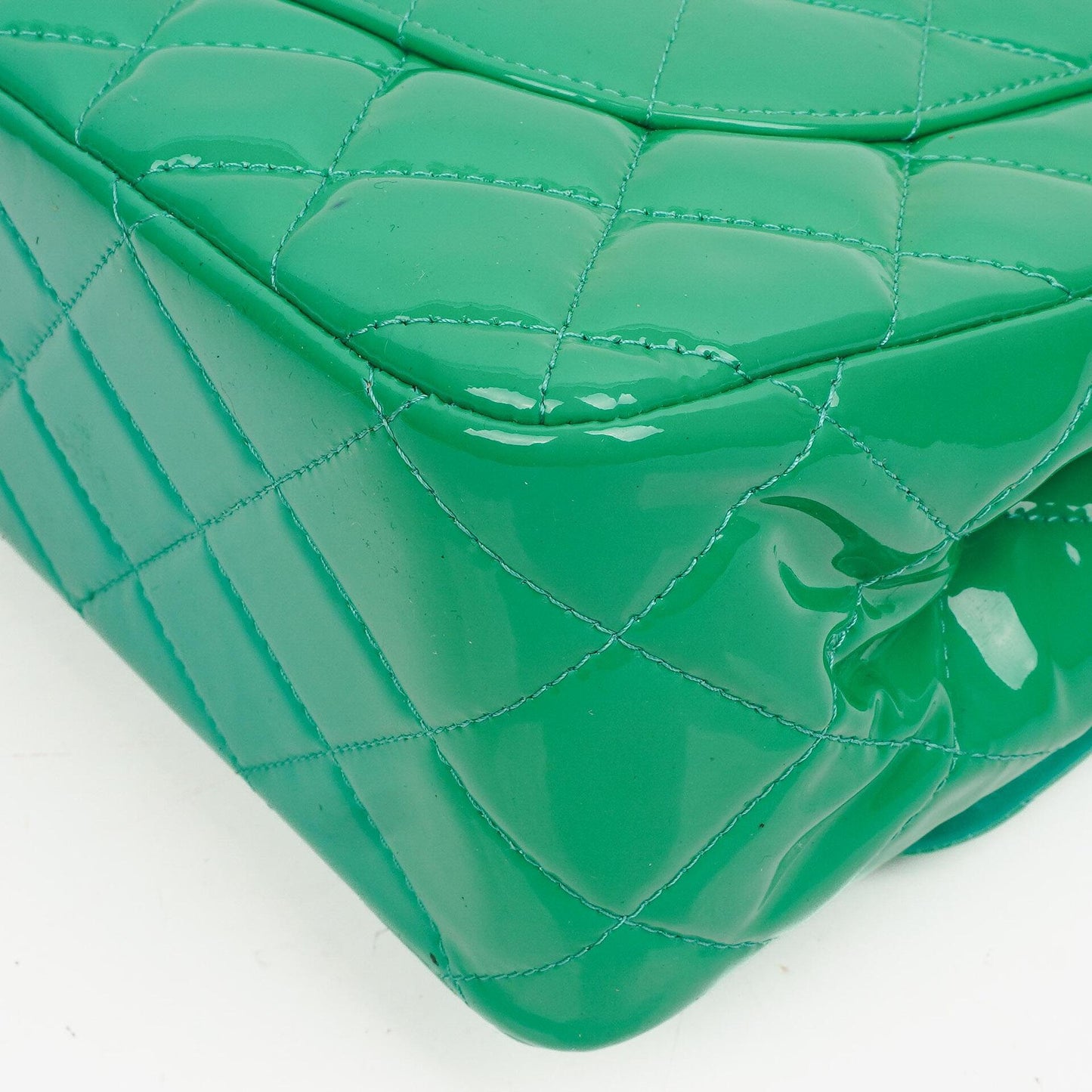 Chanel Jumbo Classic Double Flap Bag Turquoise Quilted Patent Leather With Silver-Tone Hardware
