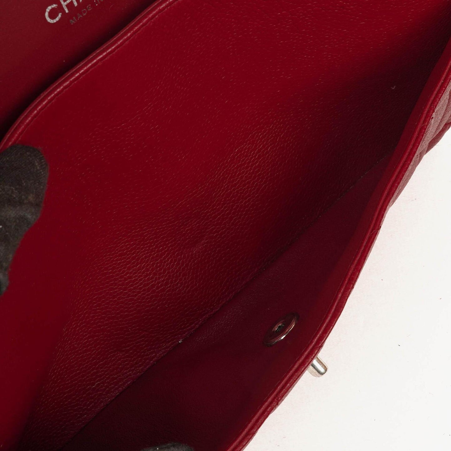 Chanel Jumbo Classic Red Caviar Quilted Leather Double Flap Bag With Silver - Tone Hardware