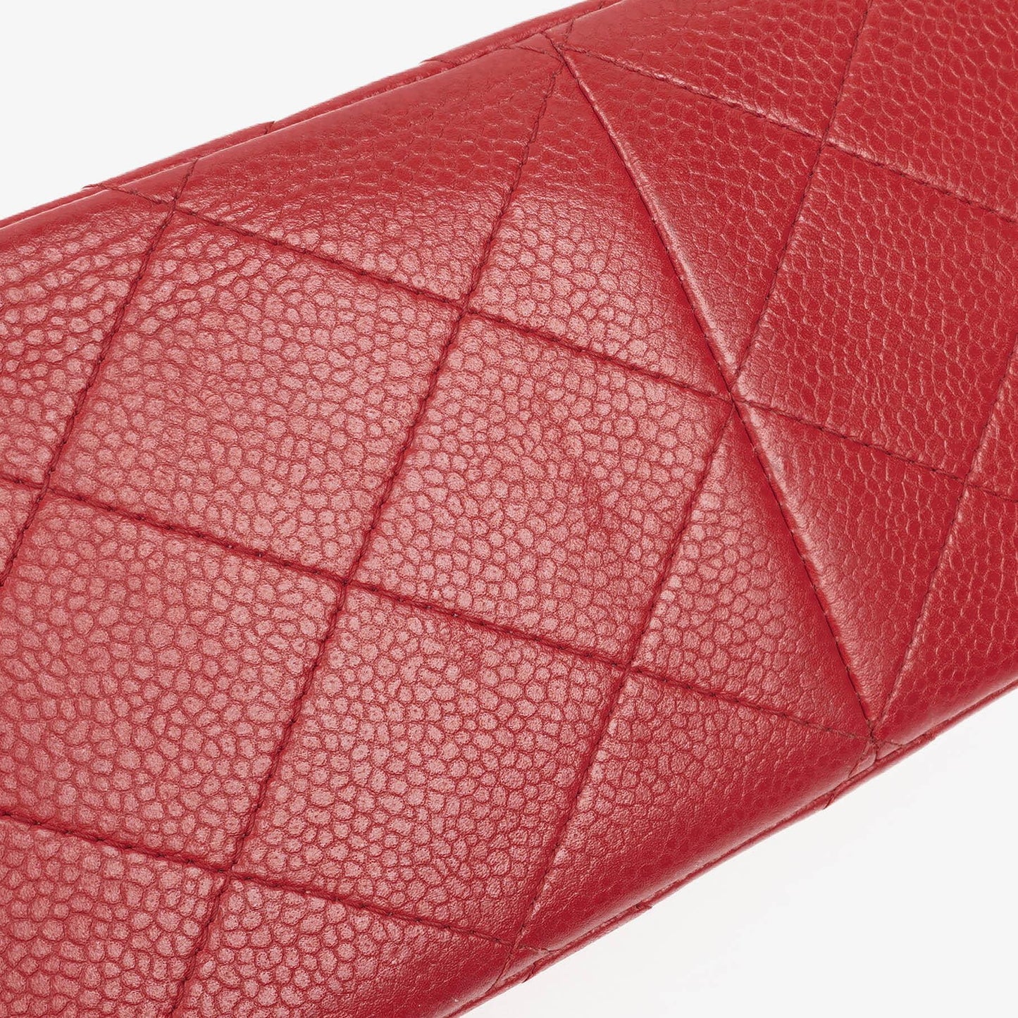 Chanel Jumbo Classic Red Caviar Quilted Leather Double Flap Bag With Silver - Tone Hardware