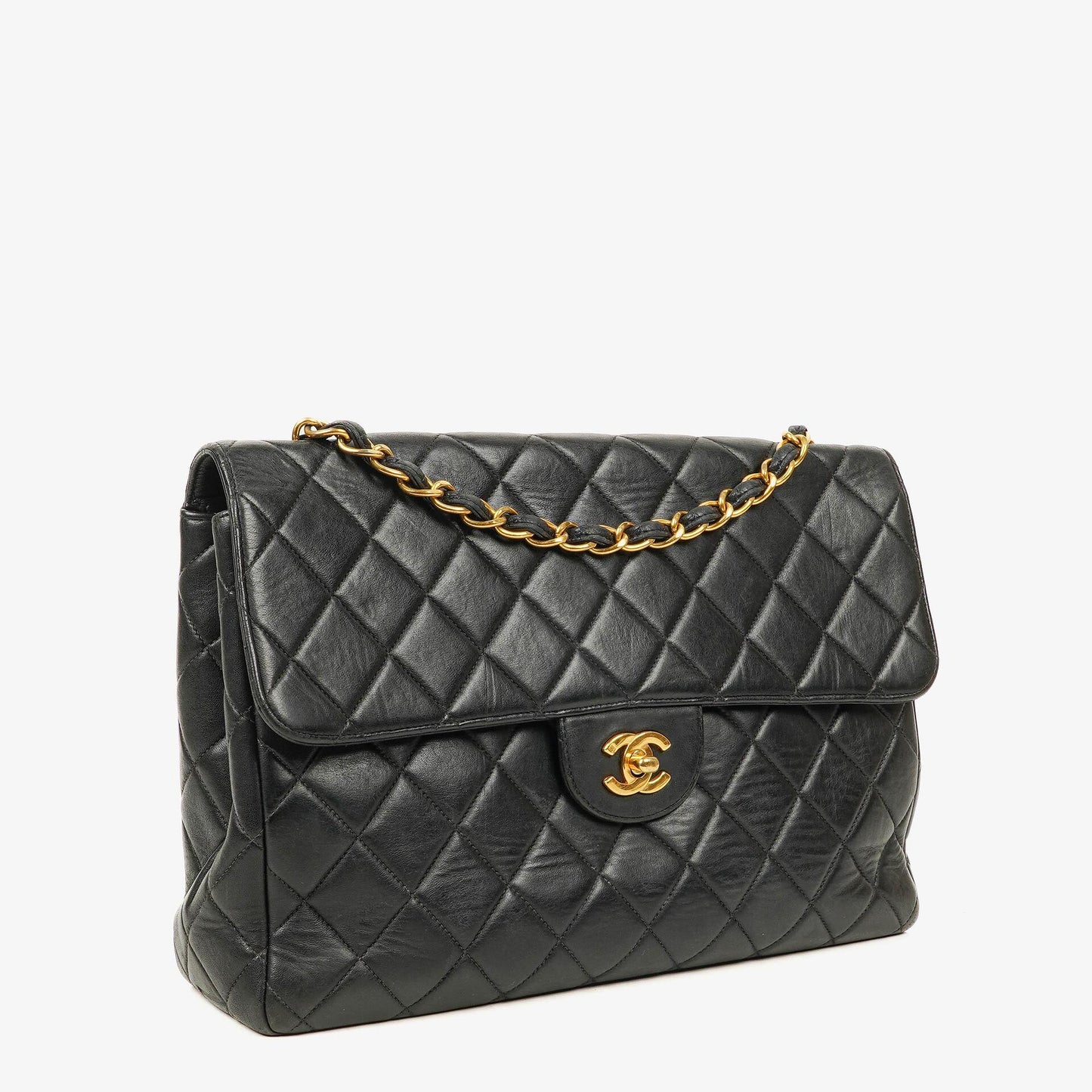 Chanel Jumbo Classic Single Flap Bag Black Quilted Lambskin 24K Gold-Plated Hardware