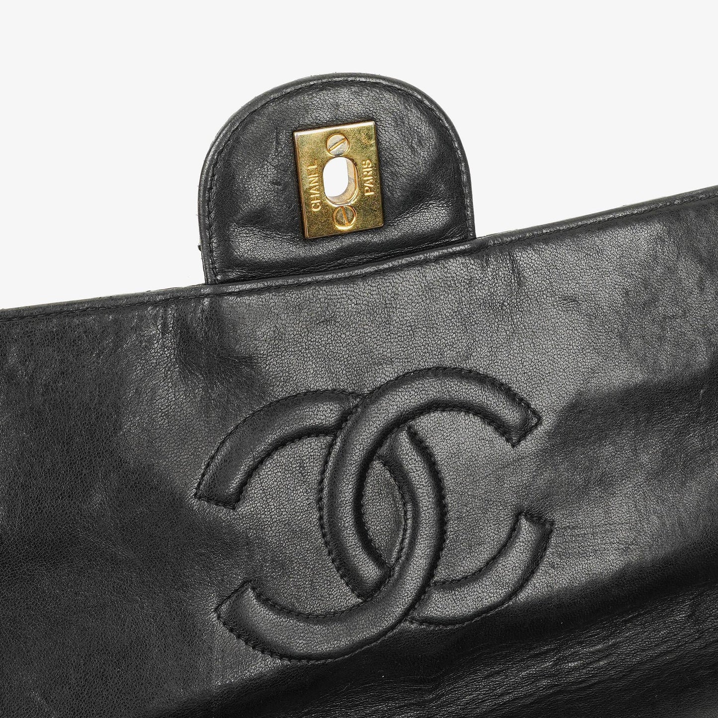Chanel Jumbo Classic Single Flap Bag Black Quilted Lambskin 24K Gold-Plated Hardware