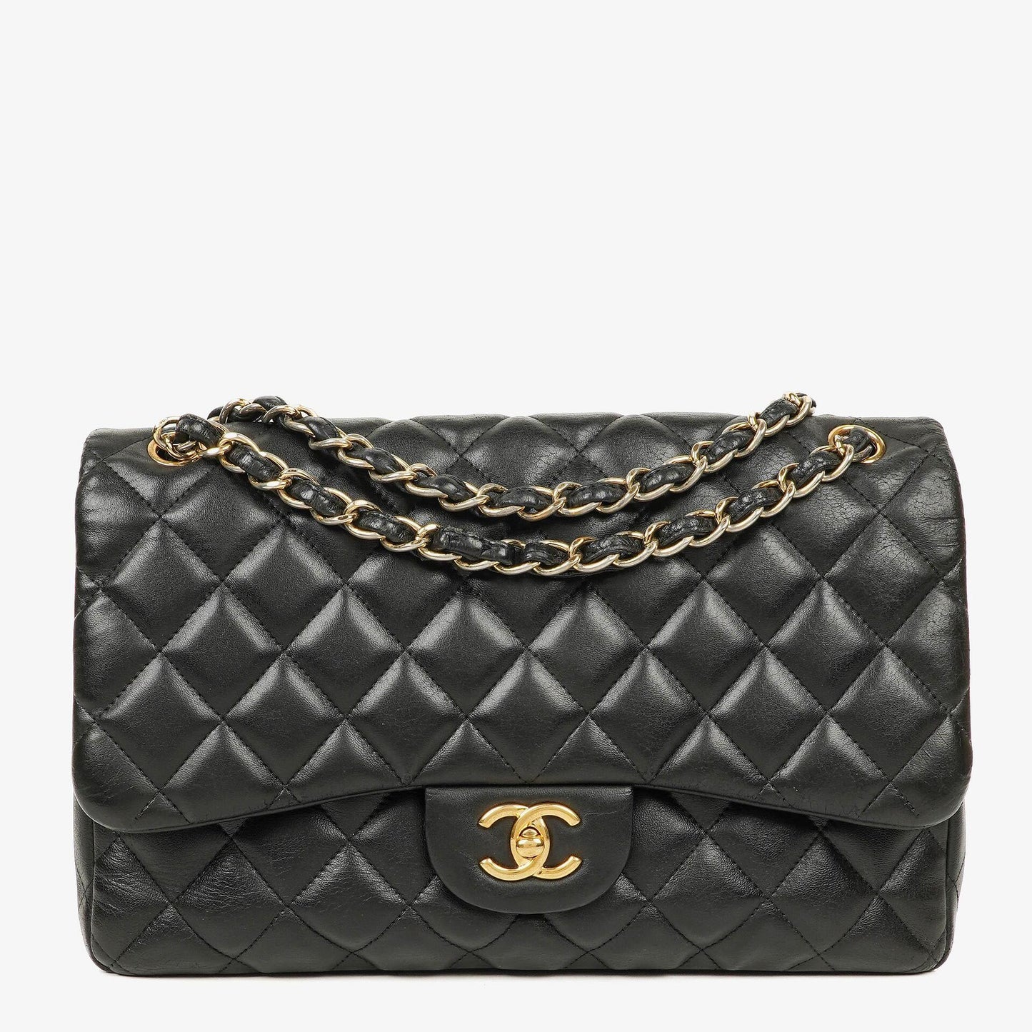 Chanel Jumbo Classic Single Flap Bag Black Quilted Lambskin Gold-Tone Hardware