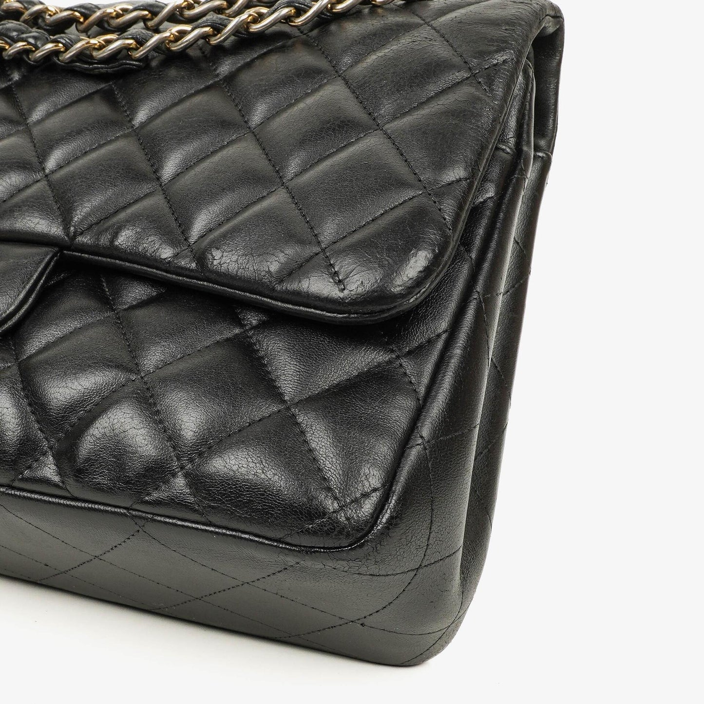 Chanel Jumbo Classic Single Flap Bag Black Quilted Lambskin Gold-Tone Hardware