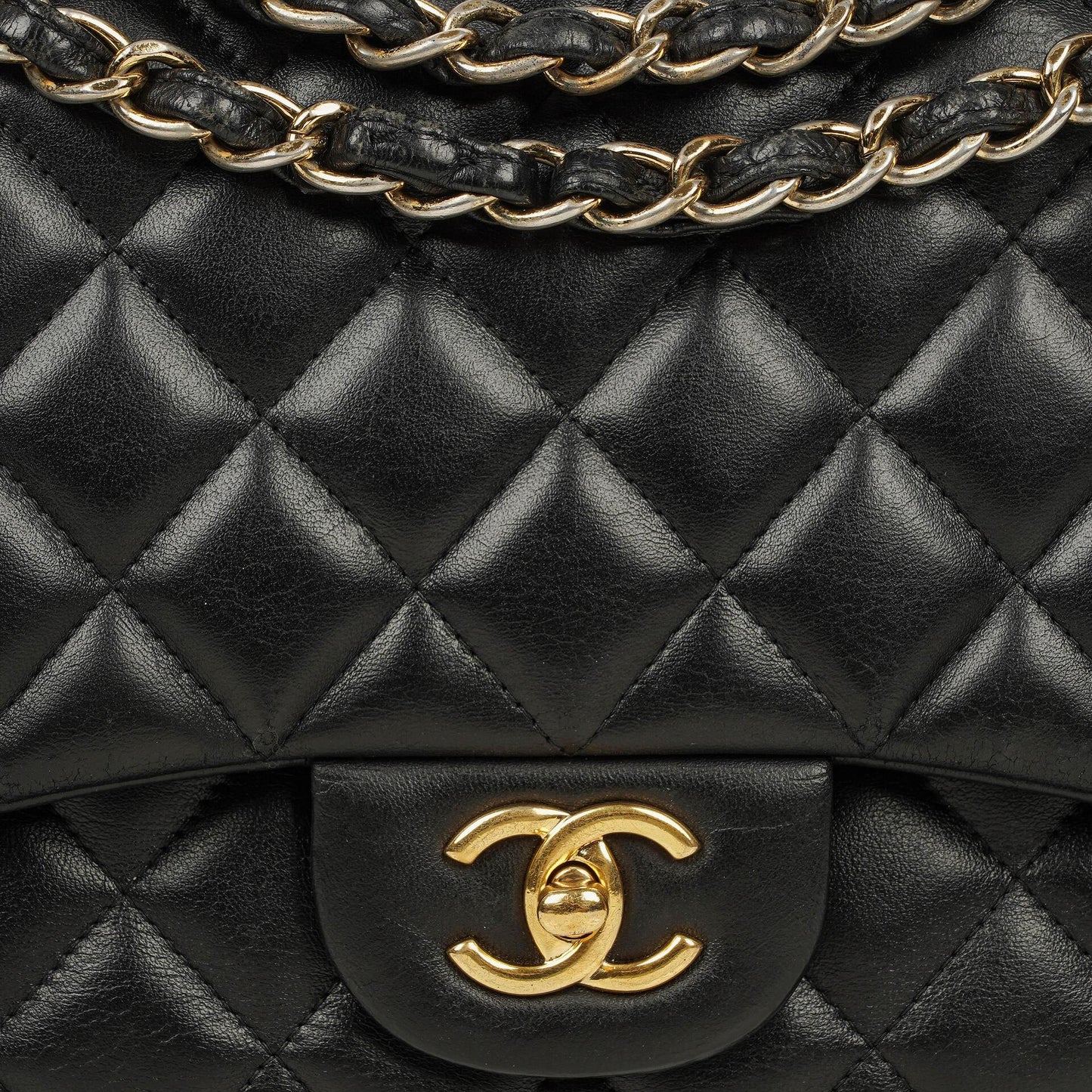 Chanel Jumbo Classic Single Flap Bag Black Quilted Lambskin Gold-Tone Hardware