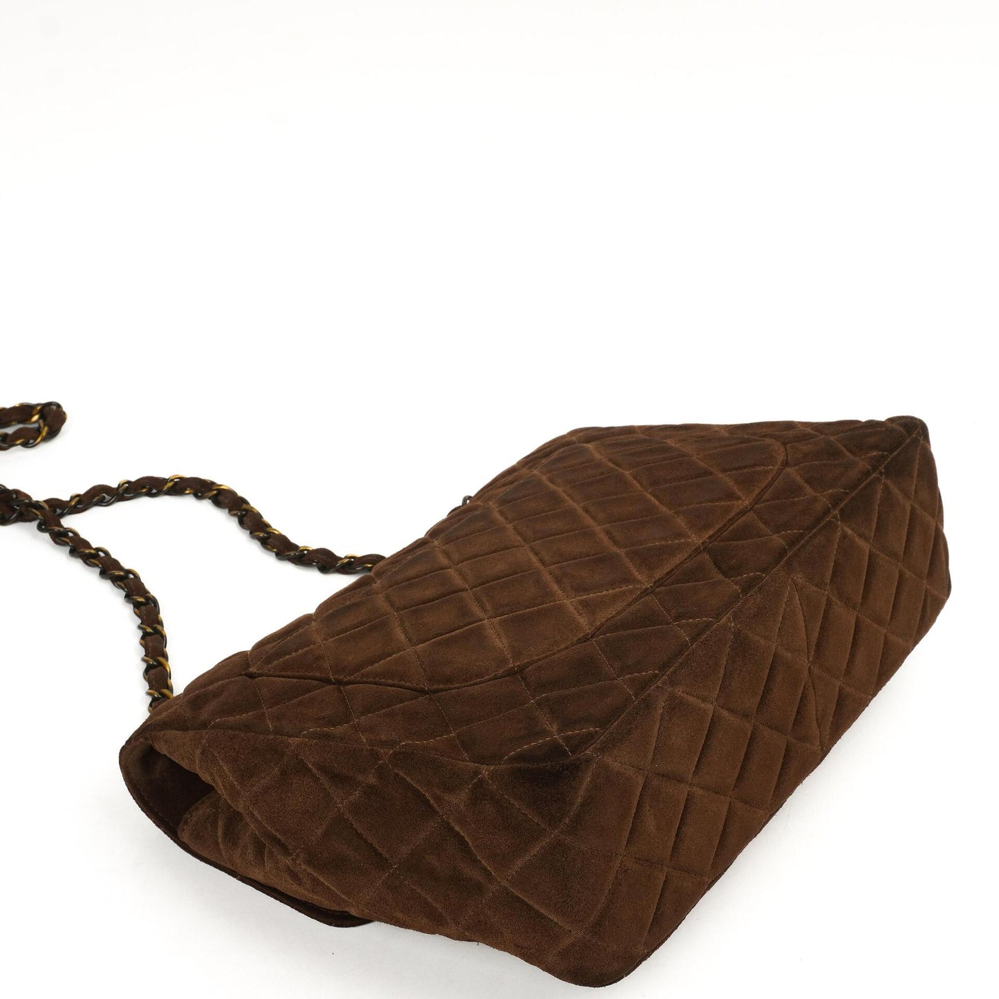 Chanel Jumbo Classic Single Flap Bag Brown Quilted Suede With Aged Gold Hardware