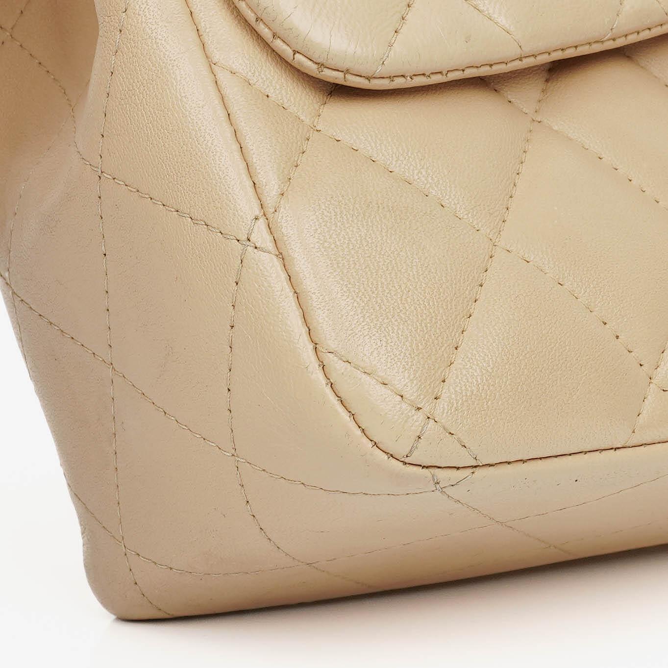 Chanel Jumbo Classic Single Flap Bag Quilted Lambskin Silver -Toned Hardware