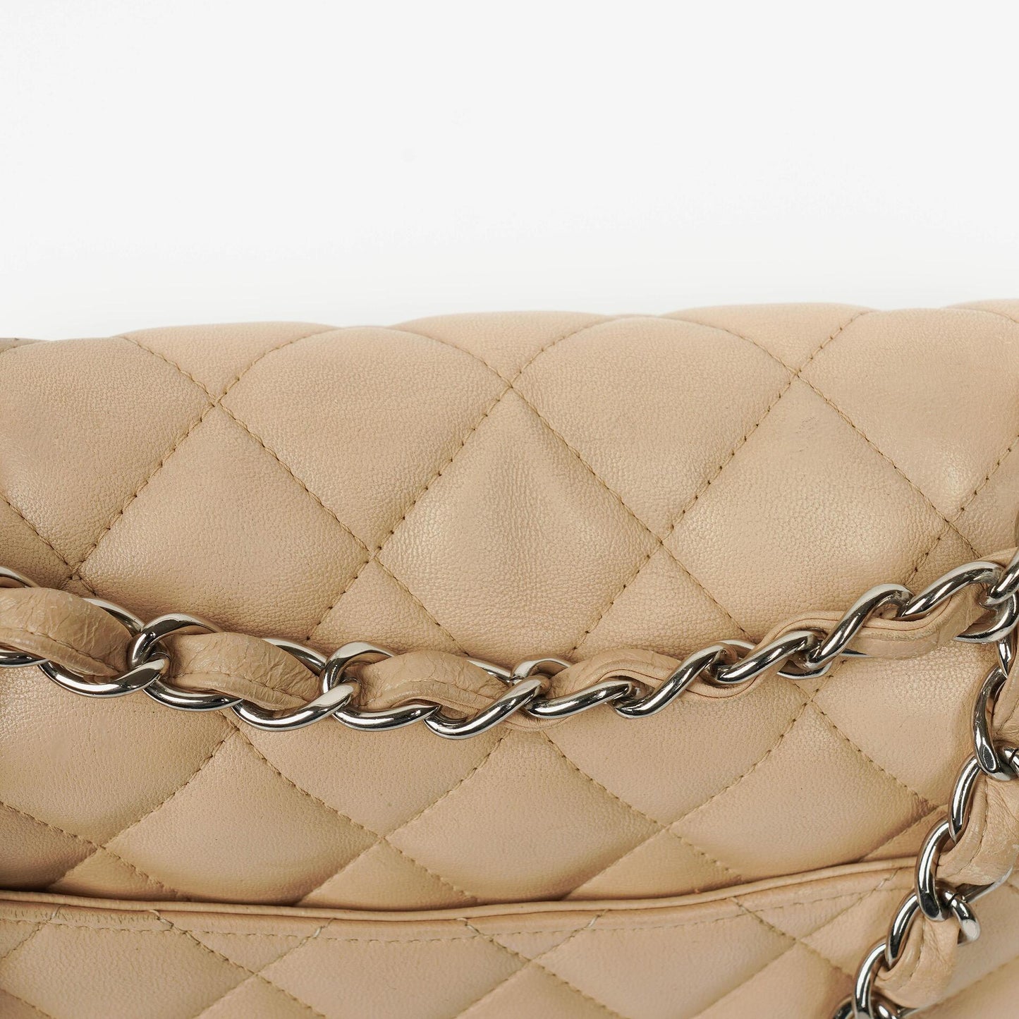 Chanel Jumbo Classic Single Flap Bag Quilted Lambskin Silver -Toned Hardware