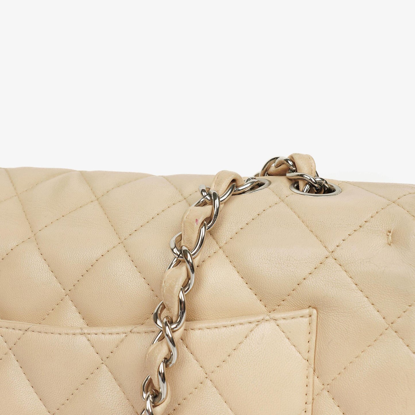 Chanel Jumbo Classic Single Flap Bag Quilted Lambskin Silver -Toned Hardware