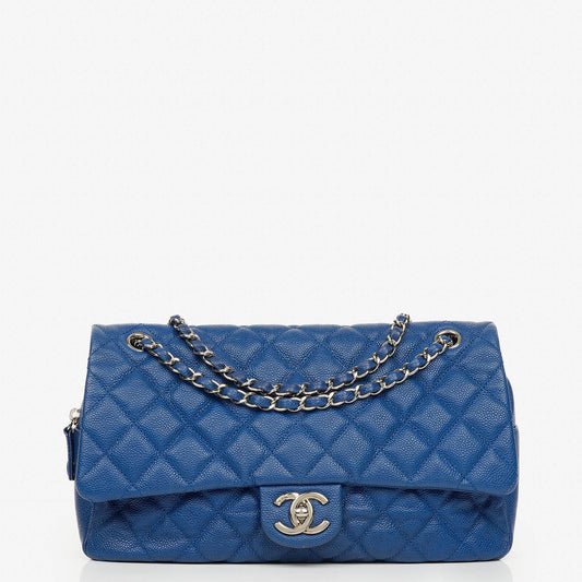 Chanel Jumbo Quilted Caviar Single Flap Bag With Silver -Toned Hardware