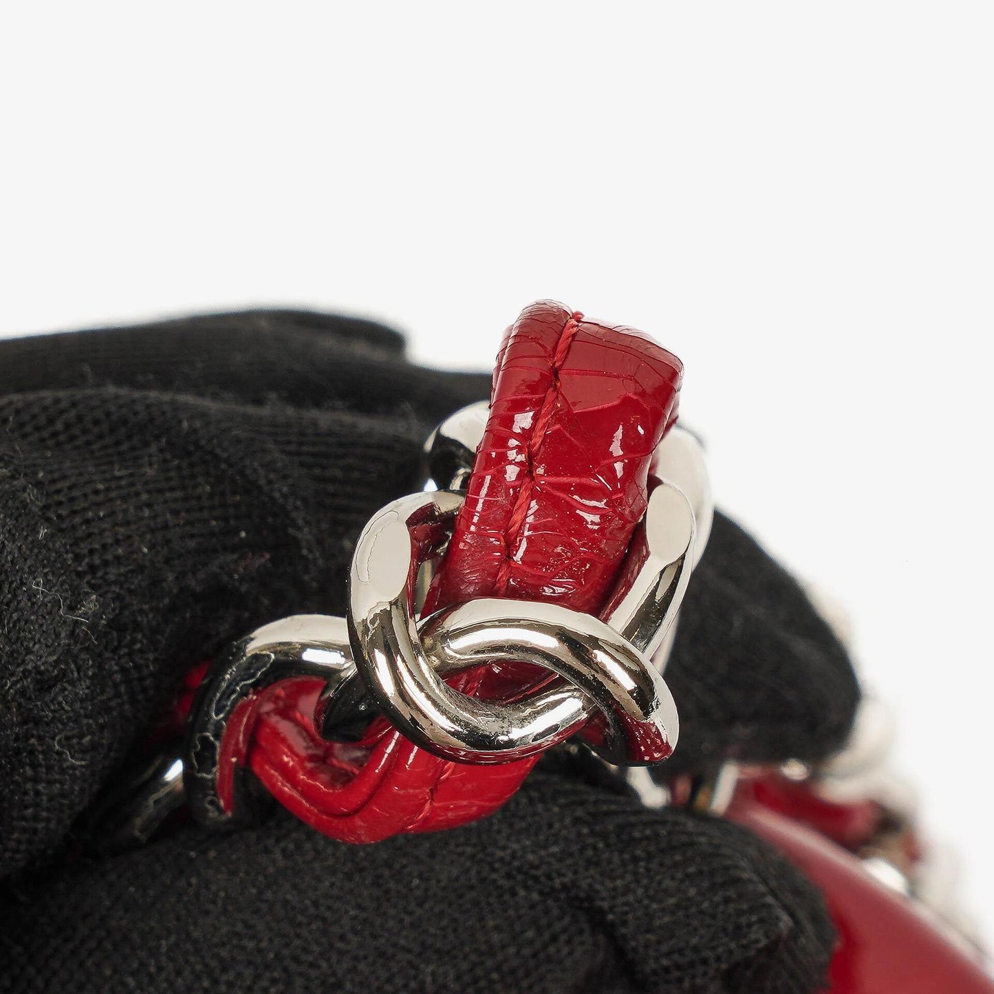 Chanel Just Mademoiselle Red Patent Quilted Bowling Bag