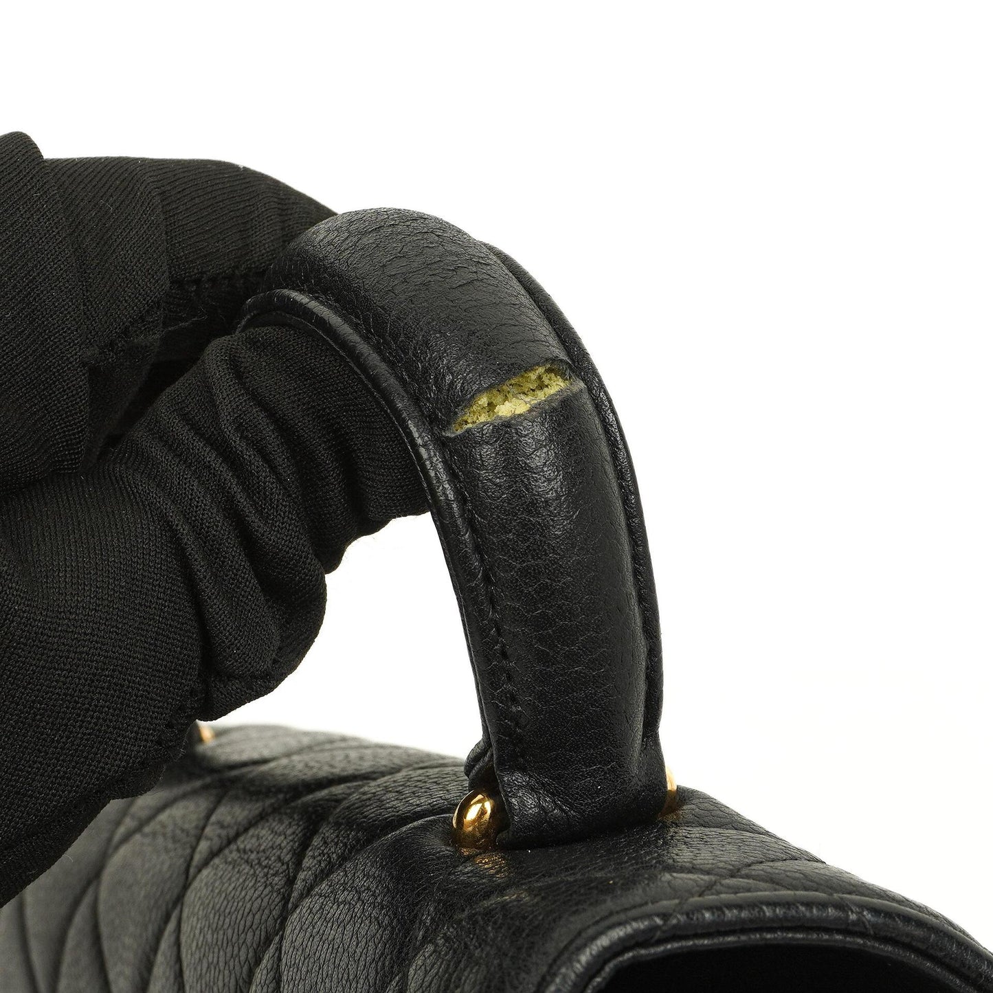 Chanel Kelly Black Quilted Caviar Leather Top Handle Bag With 24K Gold-Plated Hardware, 1996-1997